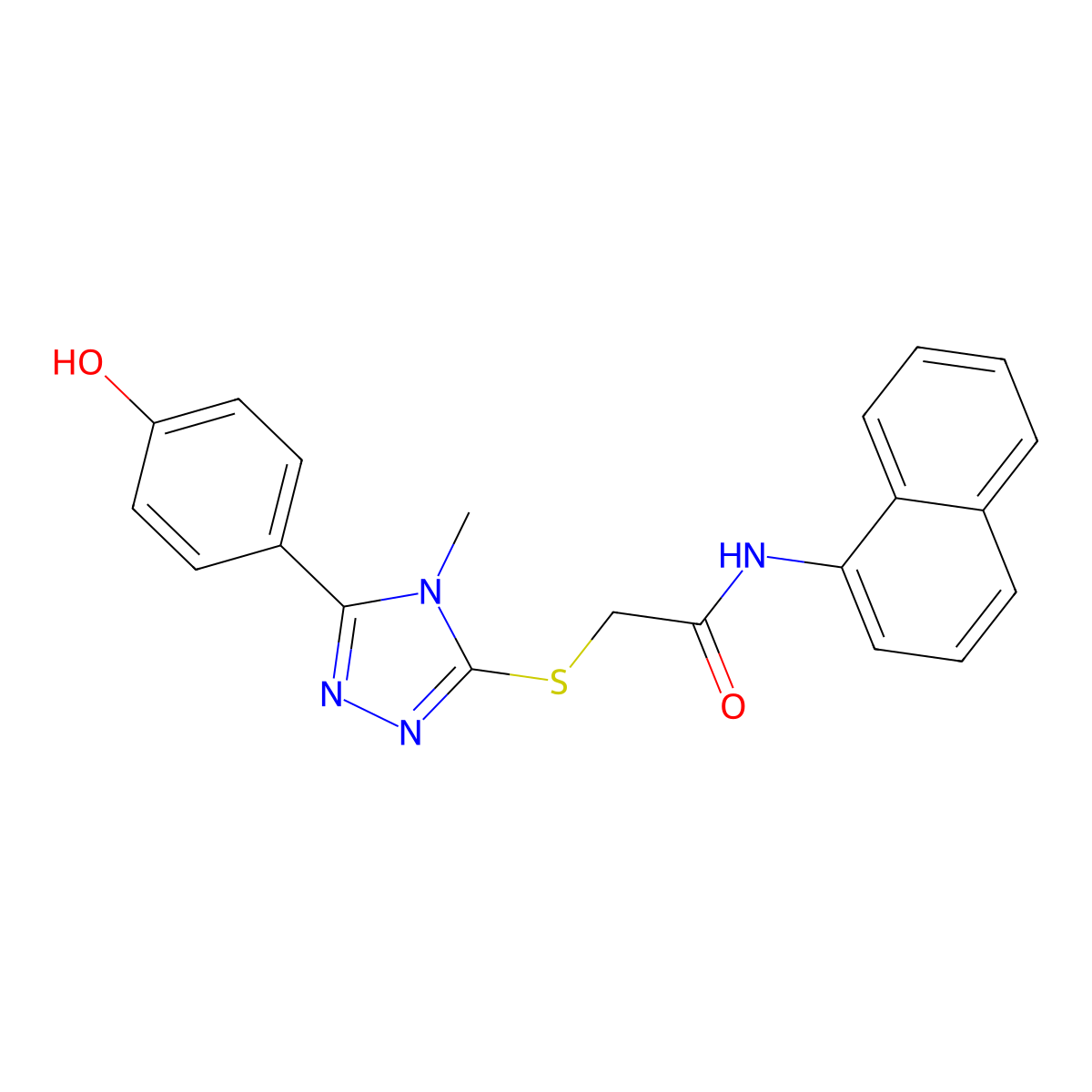 2-((5-(4-Hydroxyphenyl)-4-methyl-4H-1,2,4-triazol-3-yl)thio)-N-(naphthalen-1-yl)acetamide molecular structure, CAS 482646-87-7