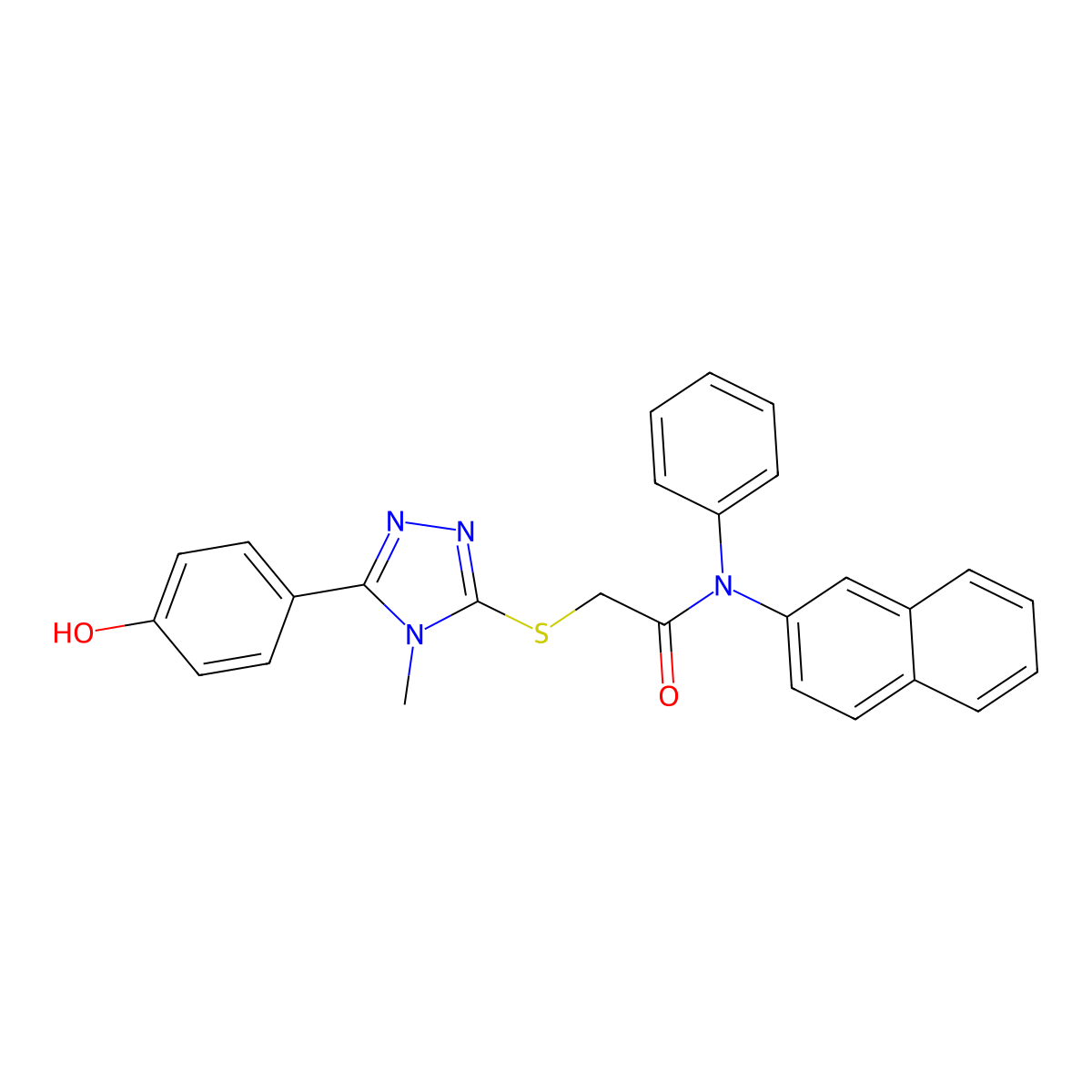 2-((5-(4-Hydroxyphenyl)-4-methyl-4H-1,2,4-triazol-3-yl)thio)-N-(naphthalen-2-yl)-N-phenylacetamide molecular structure, CAS 482646-89-9