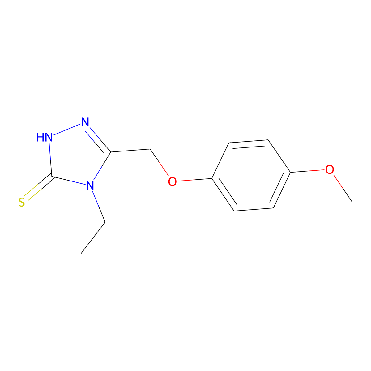 4-ethyl-5-[(4-methoxyphenoxy)methyl]-4H-1,2,4-triazole-3-thiol molecular structure, CAS 482652-22-2