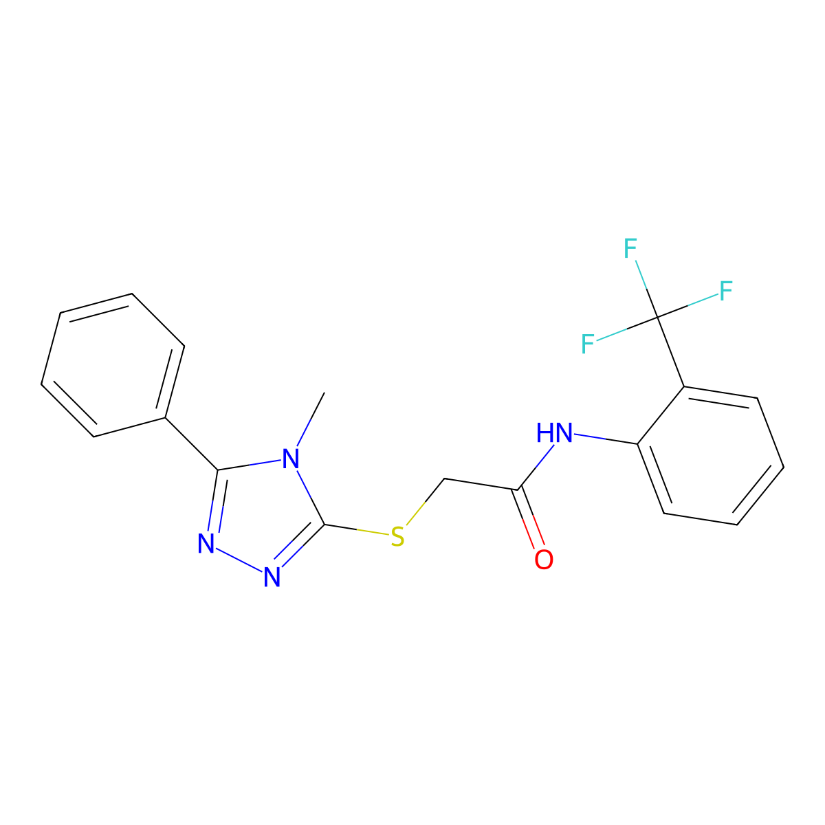 2-[(4-methyl-5-phenyl-1,2,4-triazol-3-yl)sulfanyl]-N-[2-(trifluoromethyl)phenyl]acetamide molecular structure, CAS 482653-65-6