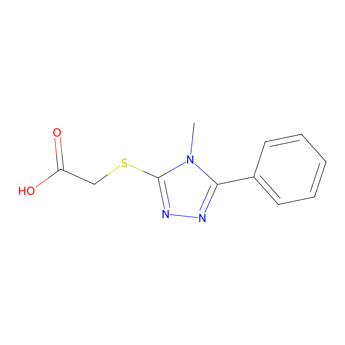 2-((4-Methyl-5-phenyl-4H-1,2,4-triazol-3-yl)thio)acetic acid molecular structure, CAS 482653-69-0