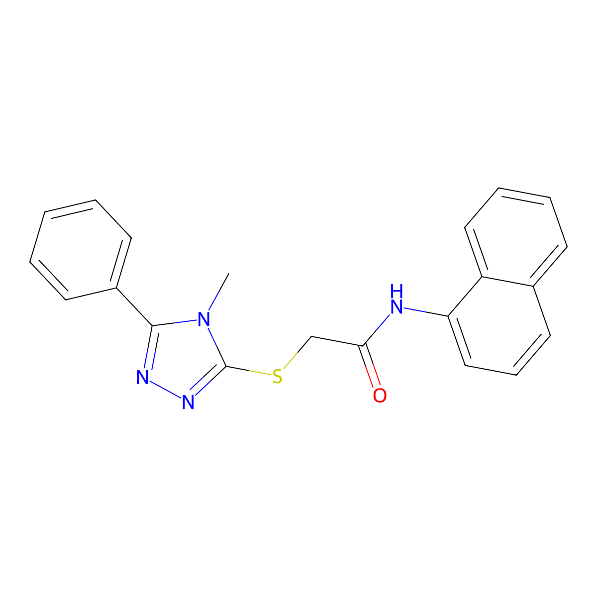 2-[(4-methyl-5-phenyl-4H-1,2,4-triazol-3-yl)sulfanyl]-N-(naphthalen-1-yl)acetamide molecular structure, CAS 482653-70-3