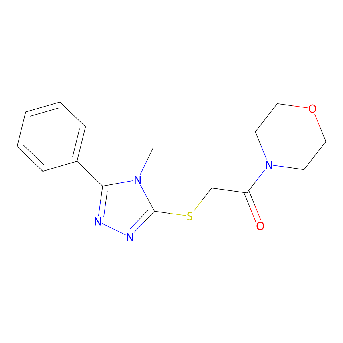 2-[(4-Methyl-5-phenyl-1,2,4-triazol-3-yl)sulfanyl]-1-morpholin-4-ylethanone molecular structure, CAS 482653-72-5