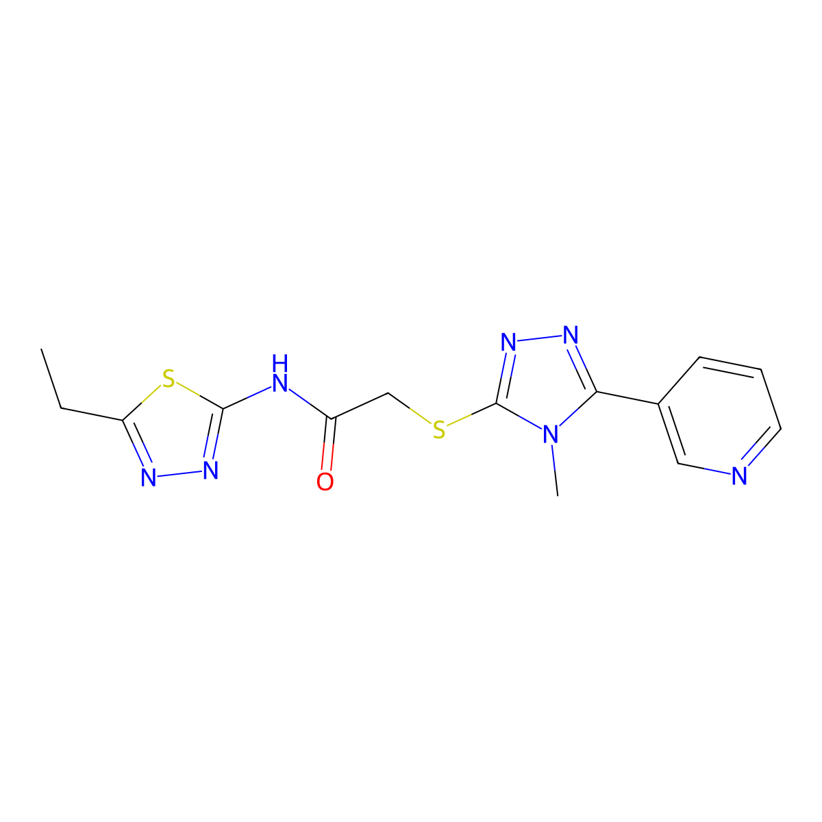 N-(5-ethyl-1,3,4-thiadiazol-2-yl)-2-[(4-methyl-5-pyridin-3-yl-1,2,4-triazol-3-yl)sulfanyl]acetamide molecular structure, CAS 482654-47-7