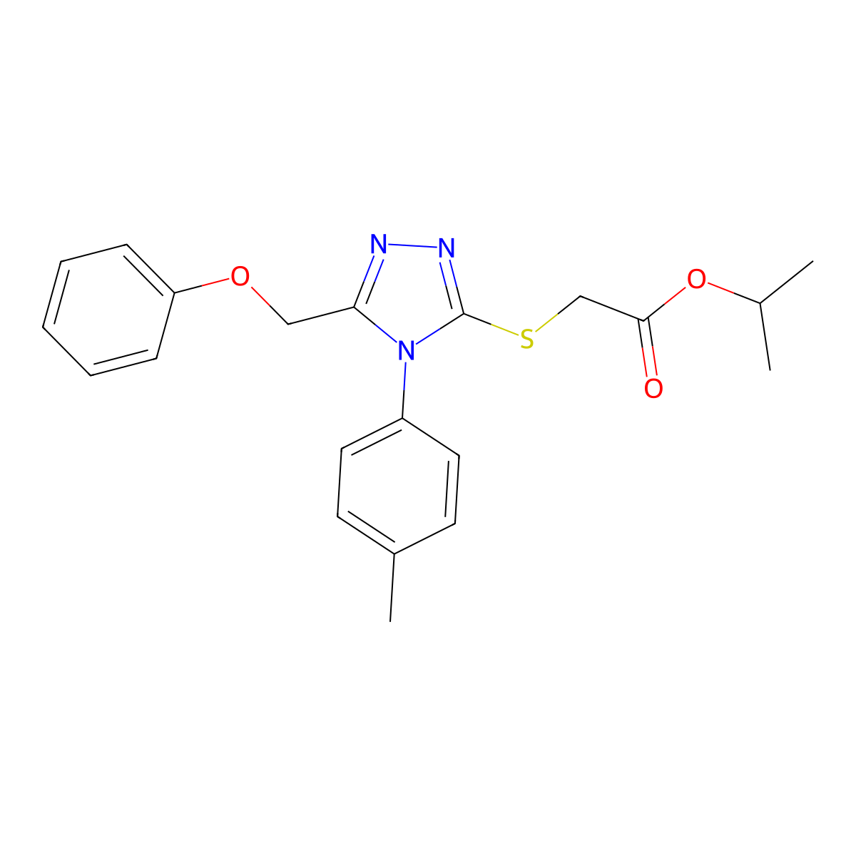 propan-2-yl {[4-(4-methylphenyl)-5-(phenoxymethyl)-4H-1,2,4-triazol-3-yl]sulfanyl}acetate molecular structure, CAS 482654-49-9