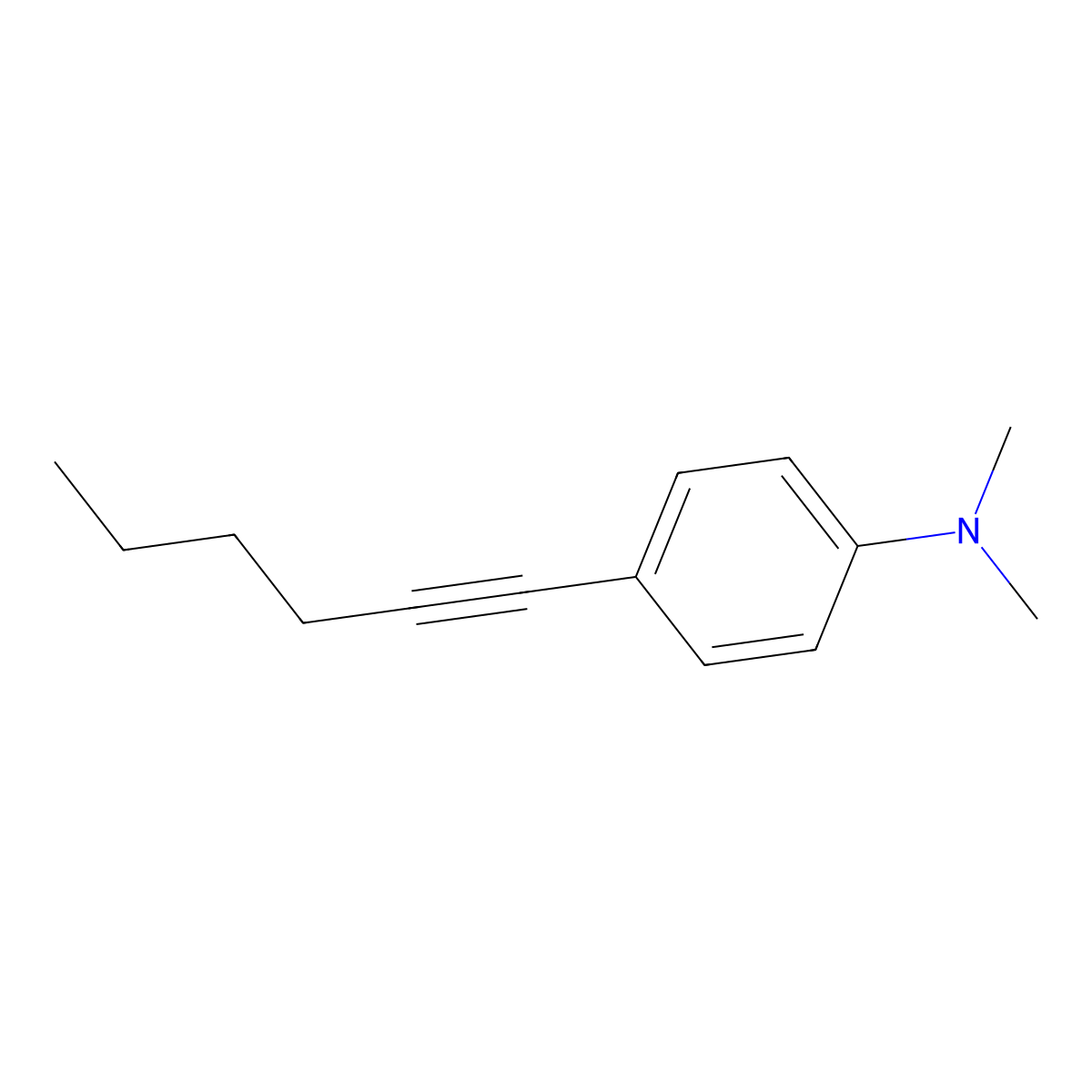 4-(1-Hexyn-1-yl)-N,N-dimethylbenzenamine molecular structure, CAS 482655-06-1