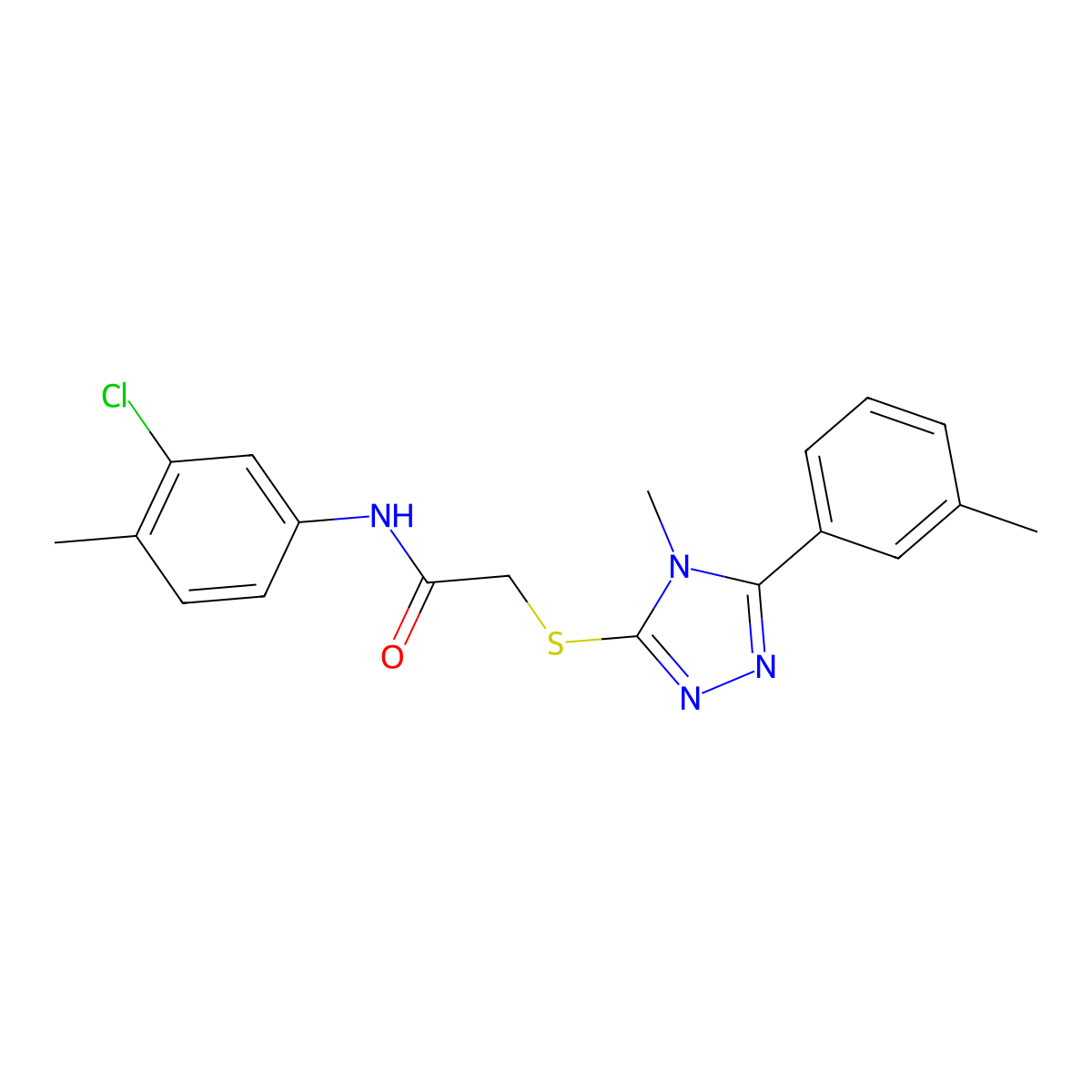 N-(3-chloro-4-methylphenyl)-2-{[4-methyl-5-(3-methylphenyl)-4H-1,2,4-triazol-3-yl]sulfanyl}acetamide molecular structure, CAS 482658-05-9