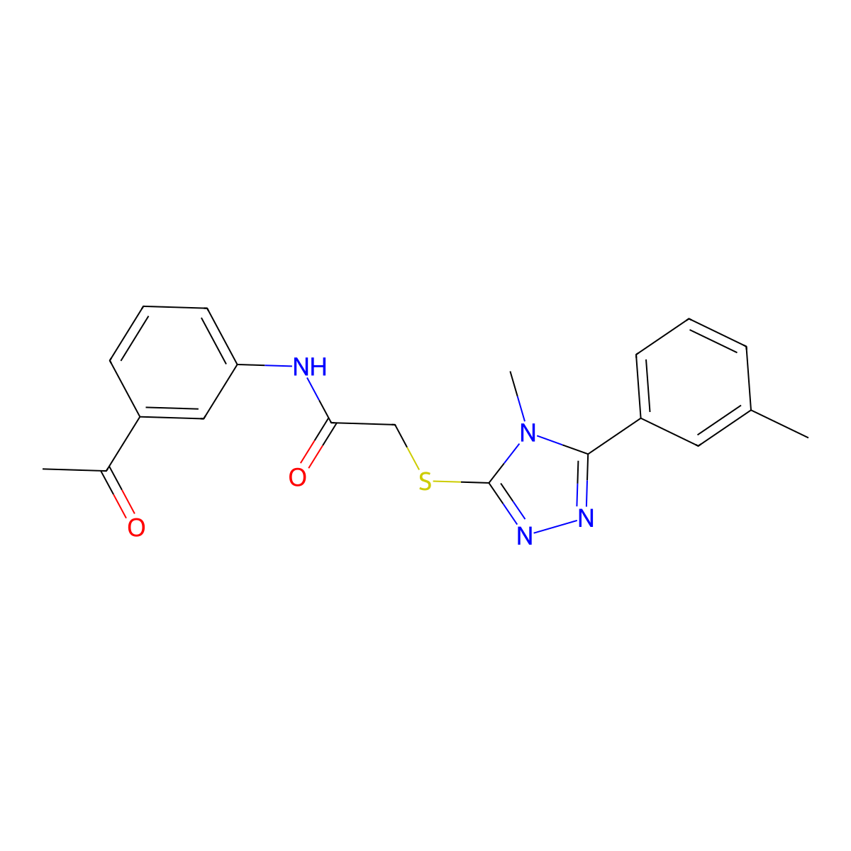 N-(3-acetylphenyl)-2-{[4-methyl-5-(3-methylphenyl)-4H-1,2,4-triazol-3-yl]sulfanyl}acetamide molecular structure, CAS 482658-06-0