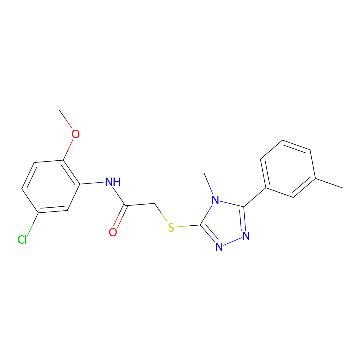 N-(5-chloro-2-methoxyphenyl)-2-[[4-methyl-5-(3-methylphenyl)-1,2,4-triazol-3-yl]sulfanyl]acetamide molecular structure, CAS 482658-12-8