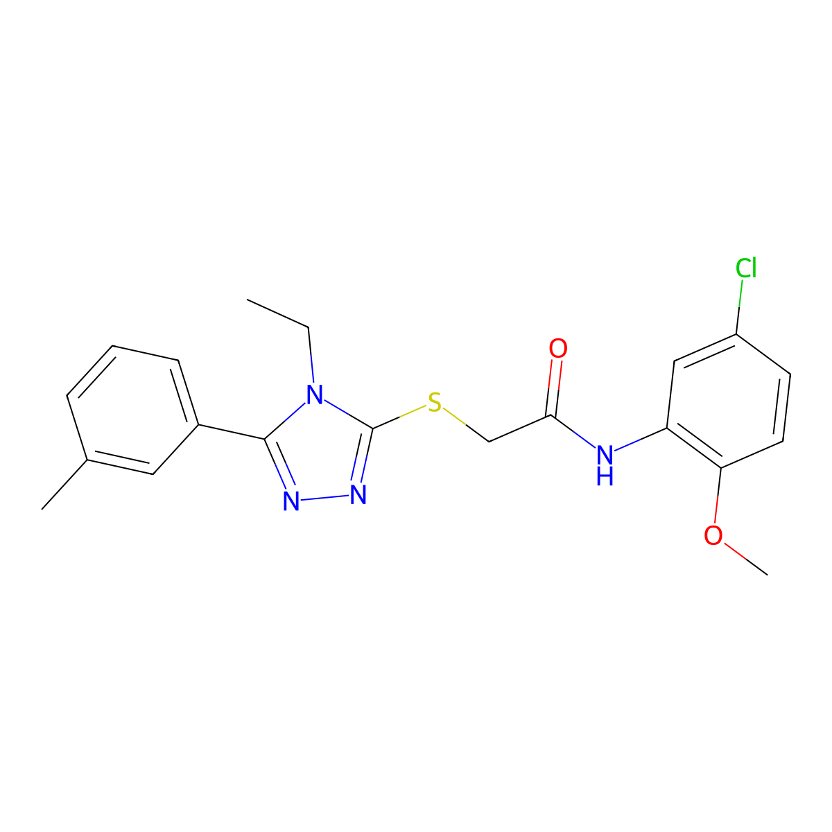 N-(5-chloro-2-methoxyphenyl)-2-[[4-ethyl-5-(3-methylphenyl)-1,2,4-triazol-3-yl]sulfanyl]acetamide molecular structure, CAS 482658-22-0