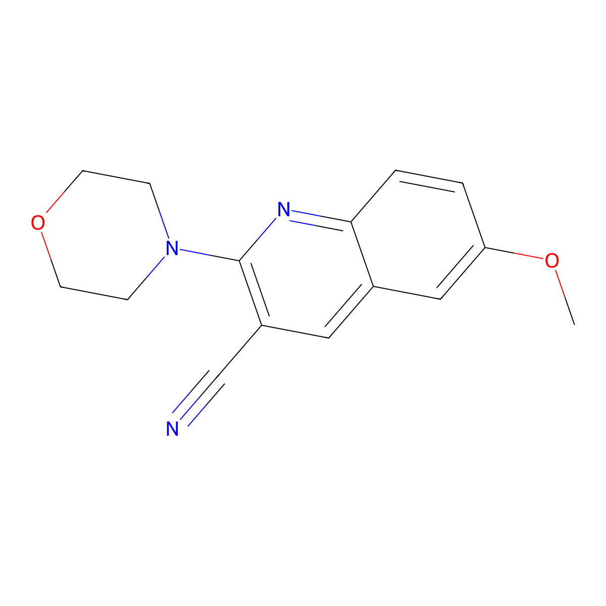 6-Methoxy-2-morpholin-4-ylquinoline-3-carbonitrile molecular structure, CAS 482659-28-9