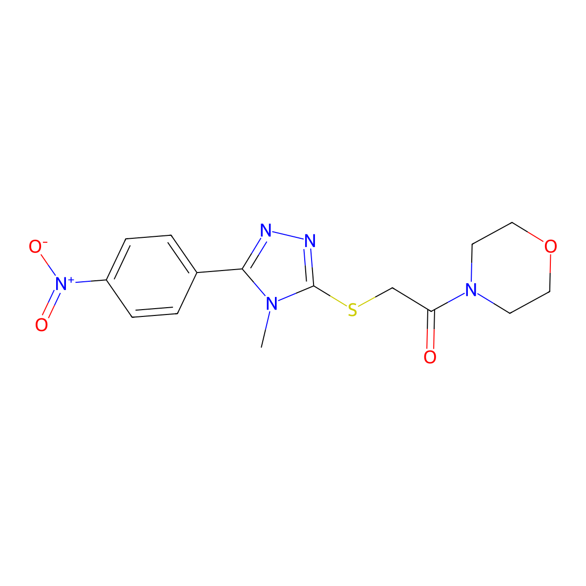 2-[[4-Methyl-5-(4-nitrophenyl)-1,2,4-triazol-3-yl]sulfanyl]-1-morpholin-4-ylethanone molecular structure, CAS 482659-92-7