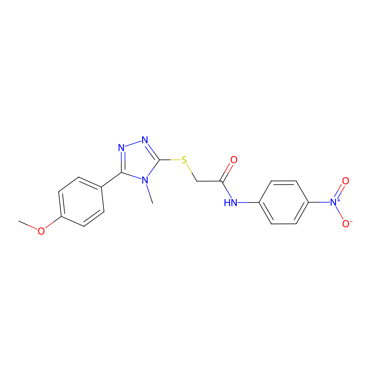 2-[[5-(4-methoxyphenyl)-4-methyl-1,2,4-triazol-3-yl]sulfanyl]-N-(4-nitrophenyl)acetamide molecular structure, CAS 482660-11-7
