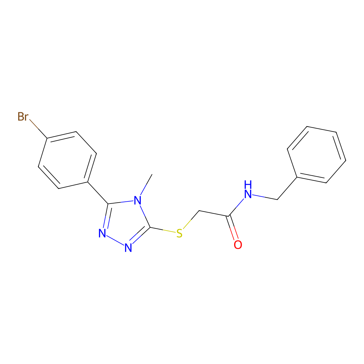 N-benzyl-2-[[5-(4-bromophenyl)-4-methyl-1,2,4-triazol-3-yl]sulfanyl]acetamide molecular structure, CAS 482660-32-2