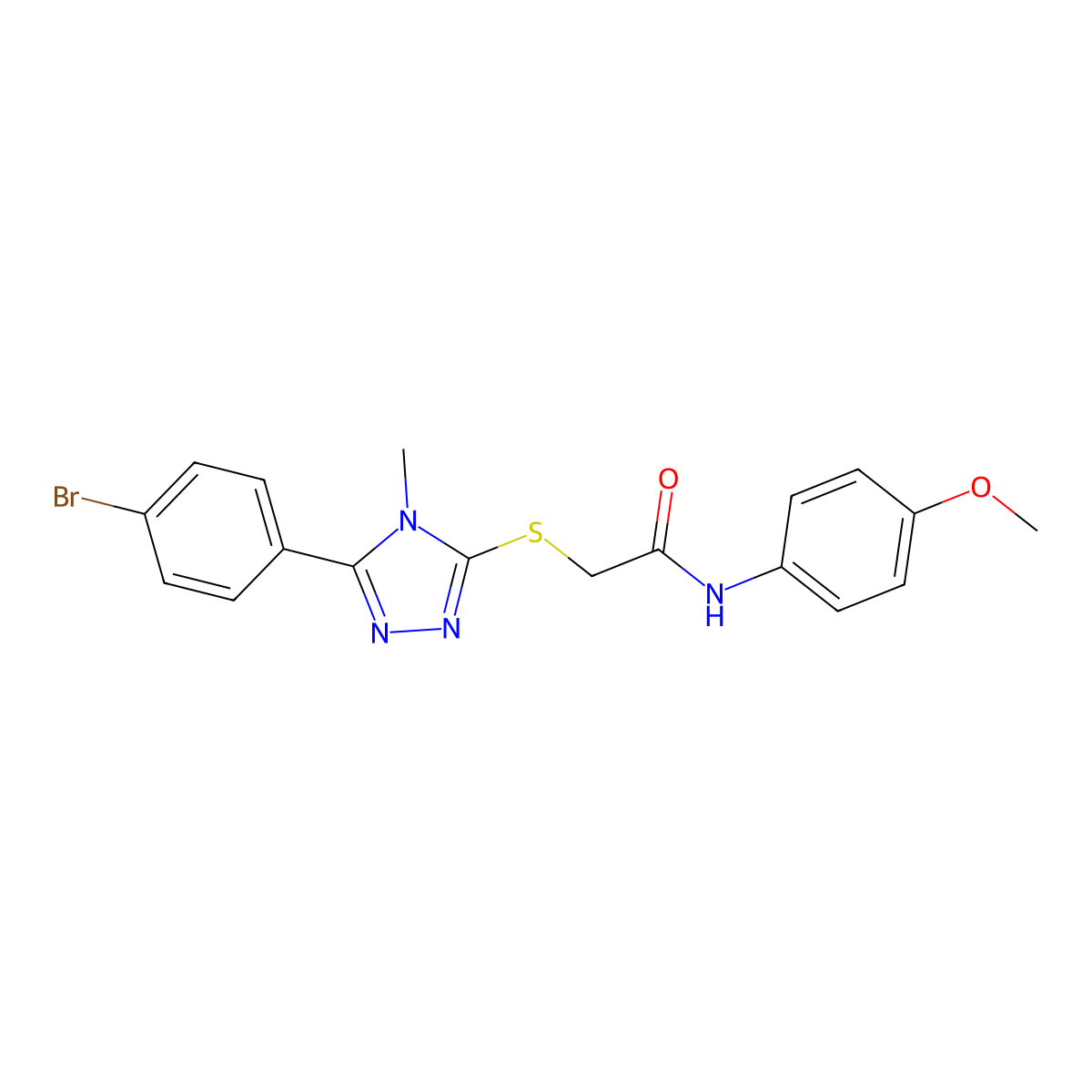 2-{[5-(4-bromophenyl)-4-methyl-4H-1,2,4-triazol-3-yl]sulfanyl}-N-(4-methoxyphenyl)acetamide molecular structure, CAS 482660-38-8