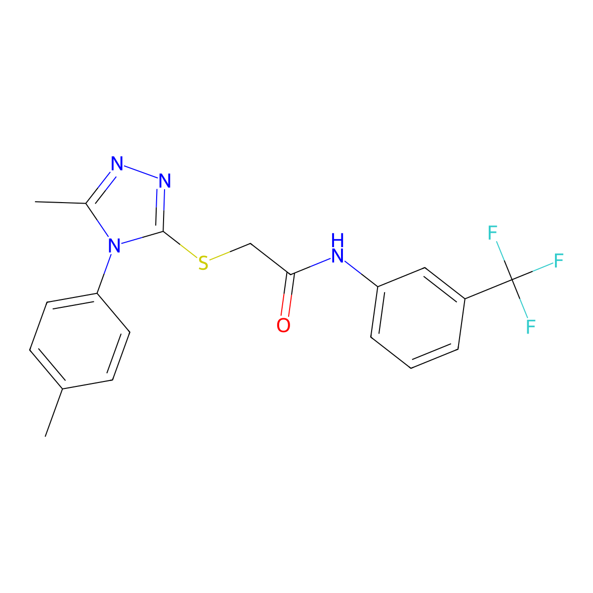 2-[[5-methyl-4-(4-methylphenyl)-1,2,4-triazol-3-yl]sulfanyl]-N-[3-(trifluoromethyl)phenyl]acetamide molecular structure, CAS 482661-09-6