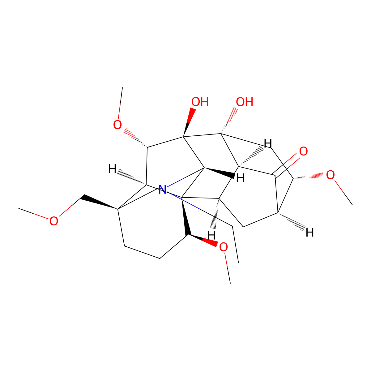 (1S,2R,3S,5R,6S,8R,9S,10S,13S,16S,17R,18S)-11-ethyl-8,9-dihydroxy-6,16,18-trimethoxy-13-(methoxymethyl)-11-azahexacyclo[7.7.2.12,5.01,10.03,8.013,17]nonadecan-4-one molecular structure, CAS 4829-56-5