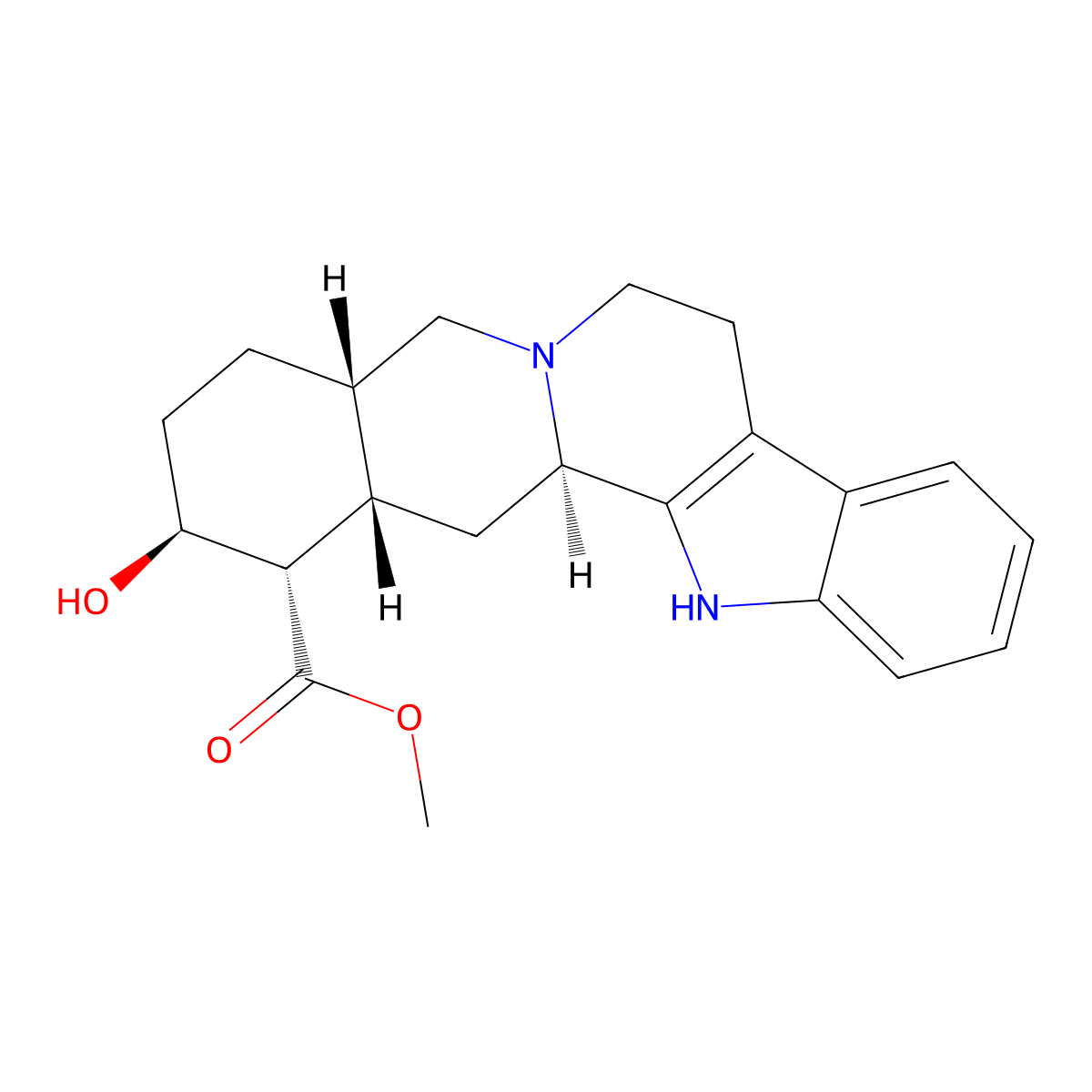 Isorauhimbine molecular structure, CAS 483-09-0