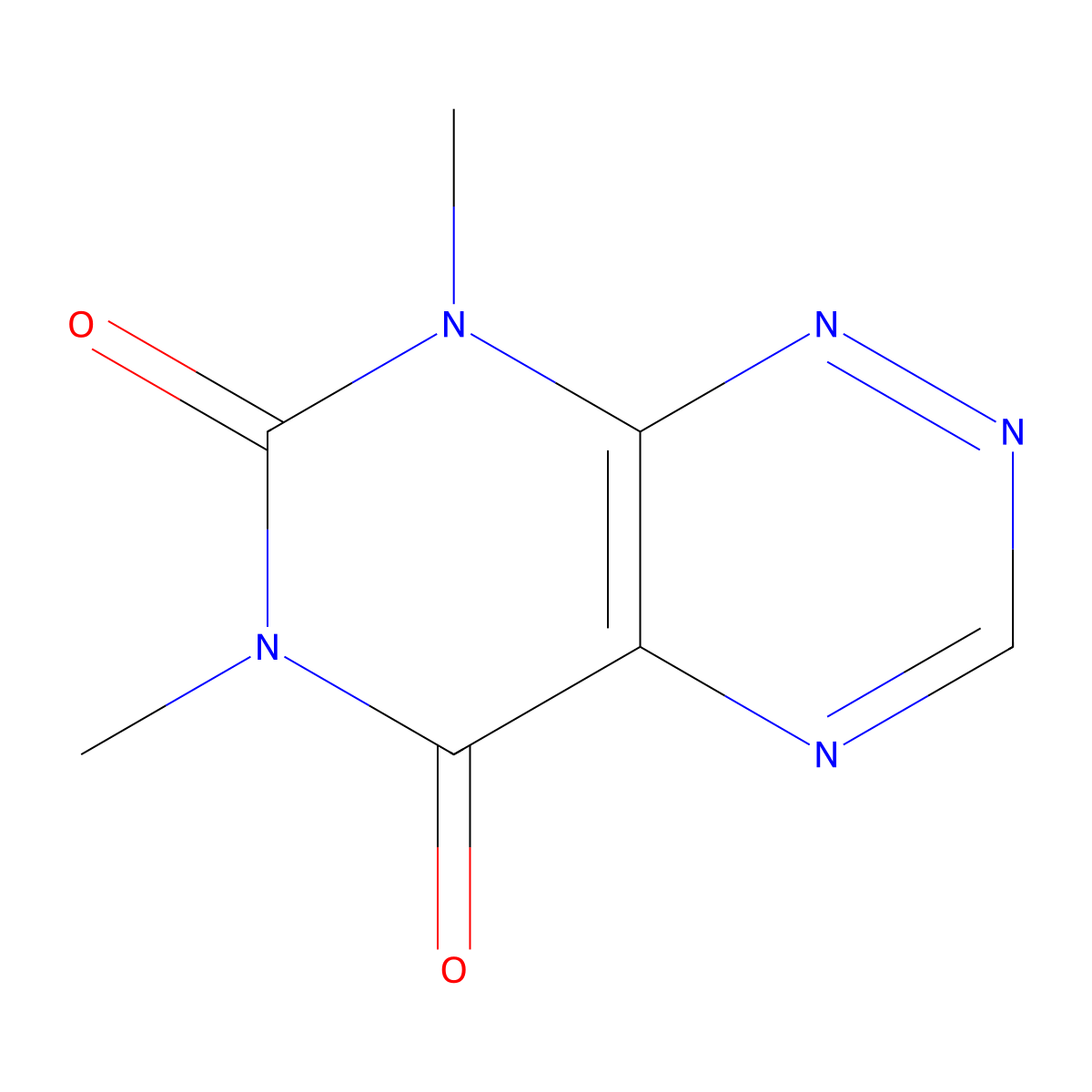 6,8-Dimethylpyrimido(5,4-e)-1,2,4-triazine-5,7(6H,8H)-dione molecular structure, CAS 483-57-8