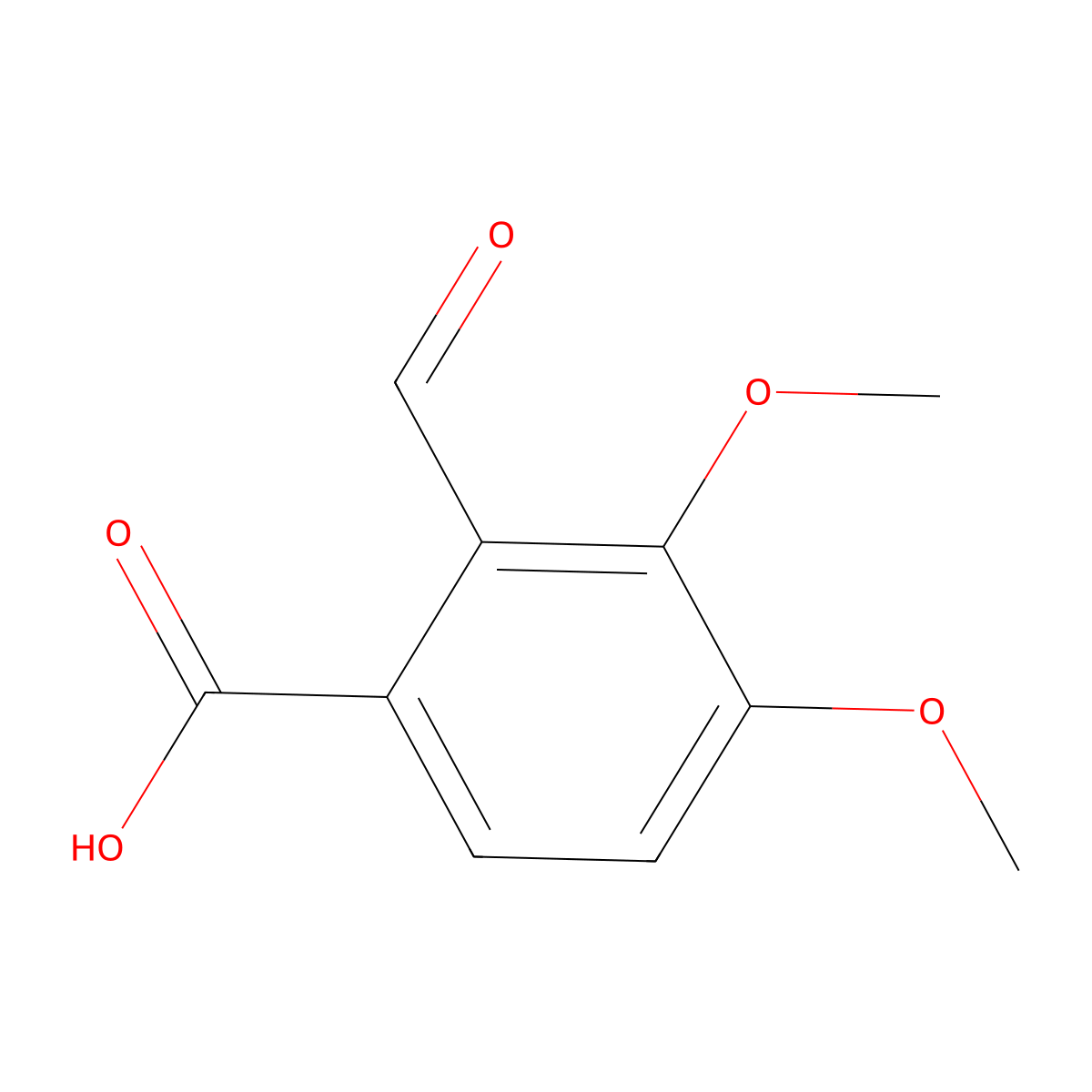 2-Formyl-3,4-dimethoxybenzoic acid molecular structure, CAS 483-85-2