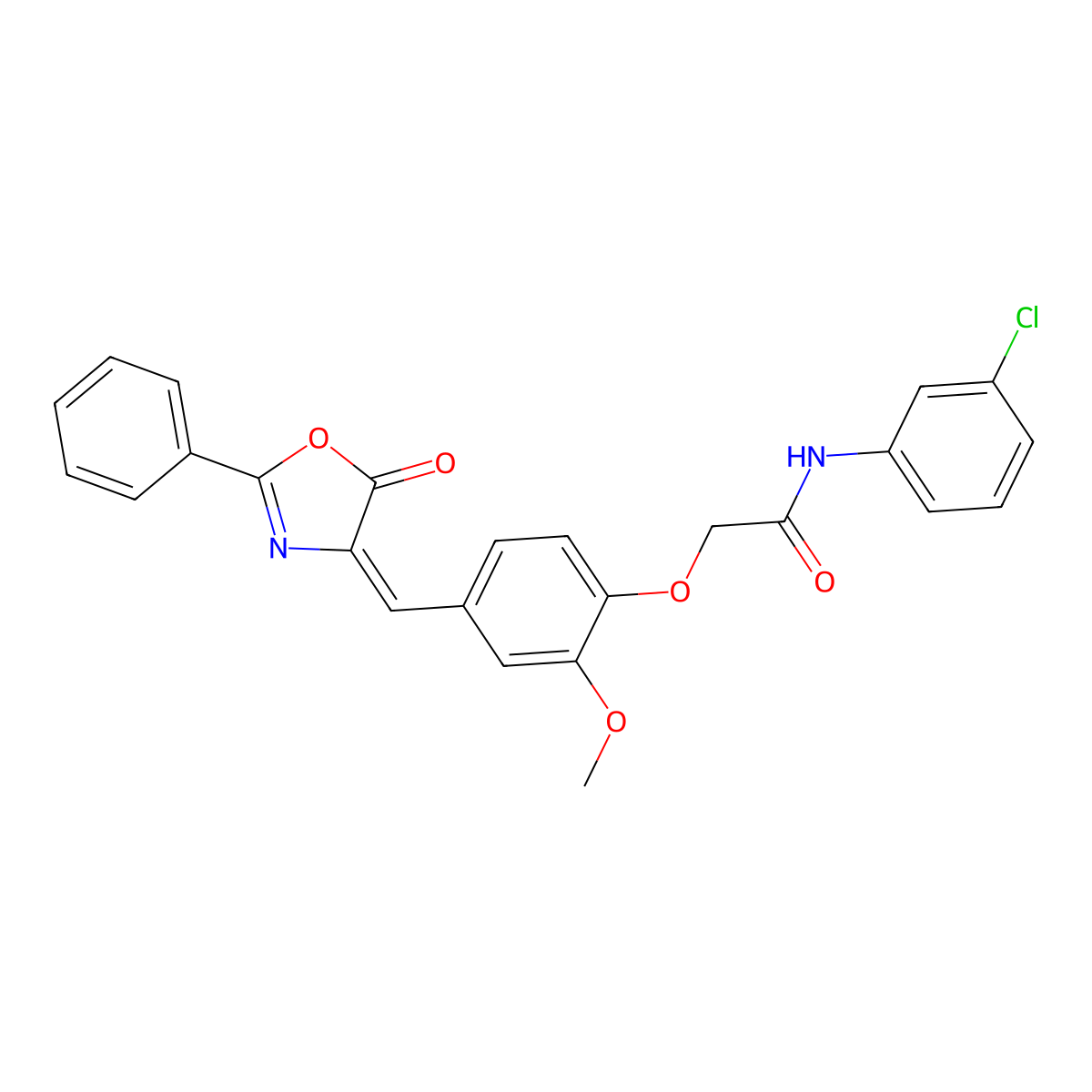 N-(3-chlorophenyl)-2-[2-methoxy-4-[(5-oxo-2-phenyl-1,3-oxazol-4-ylidene)methyl]phenoxy]acetamide molecular structure, CAS 483276-96-6