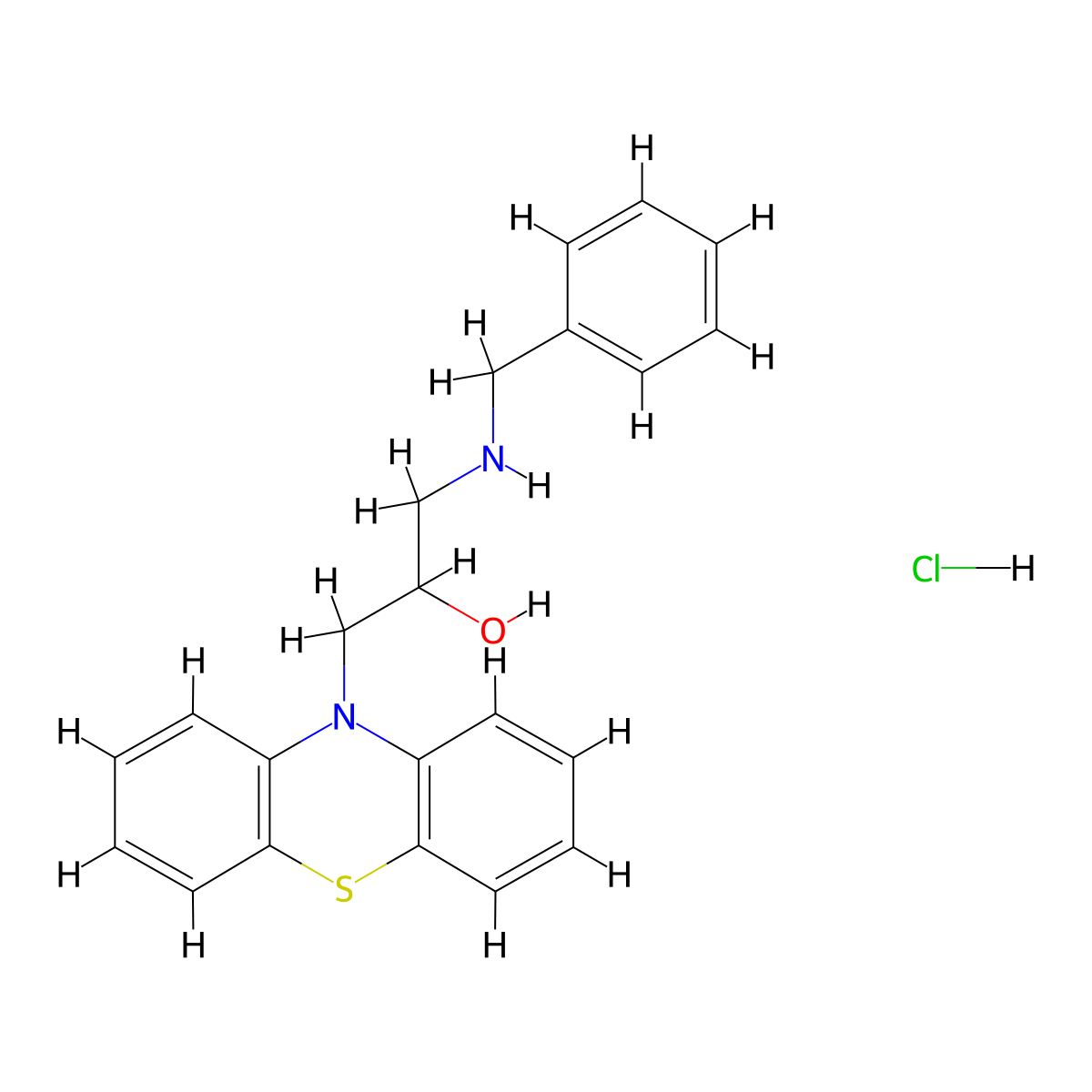 1-(benzylamino)-3-(10H-phenothiazin-10-yl)propan-2-ol hydrochloride molecular structure, CAS 483277-75-4