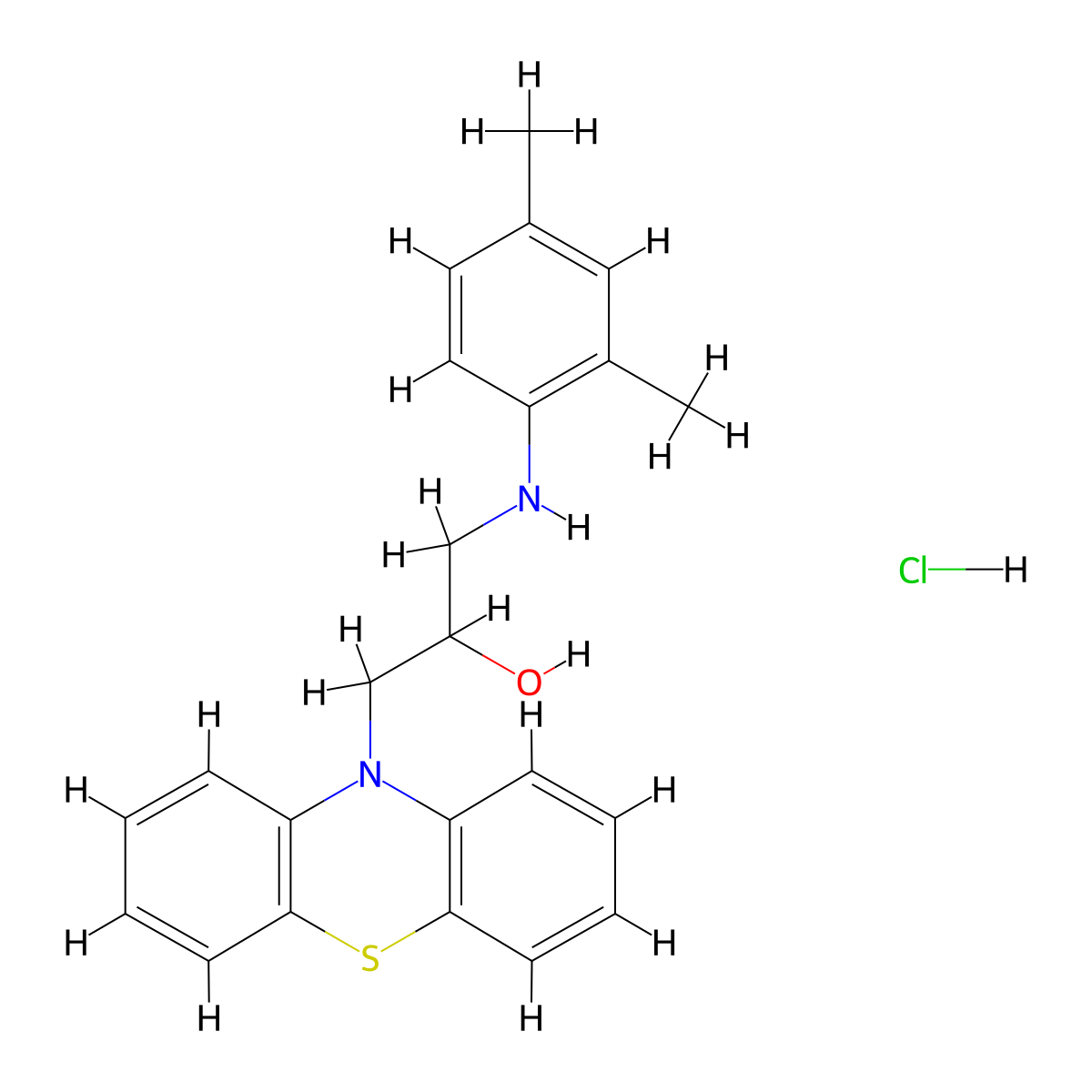 1-((2,4-dimethylphenyl)amino)-3-(10H-phenothiazin-10-yl)propan-2-ol hydrochloride molecular structure, CAS 483277-77-6