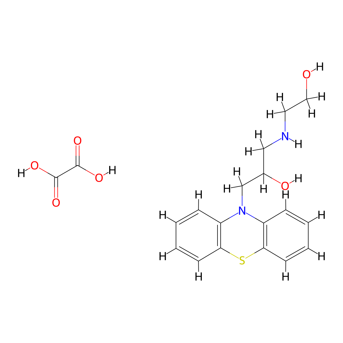 1-((2-hydroxyethyl)amino)-3-(10H-phenothiazin-10-yl)propan-2-ol oxalate molecular structure, CAS 483278-10-0