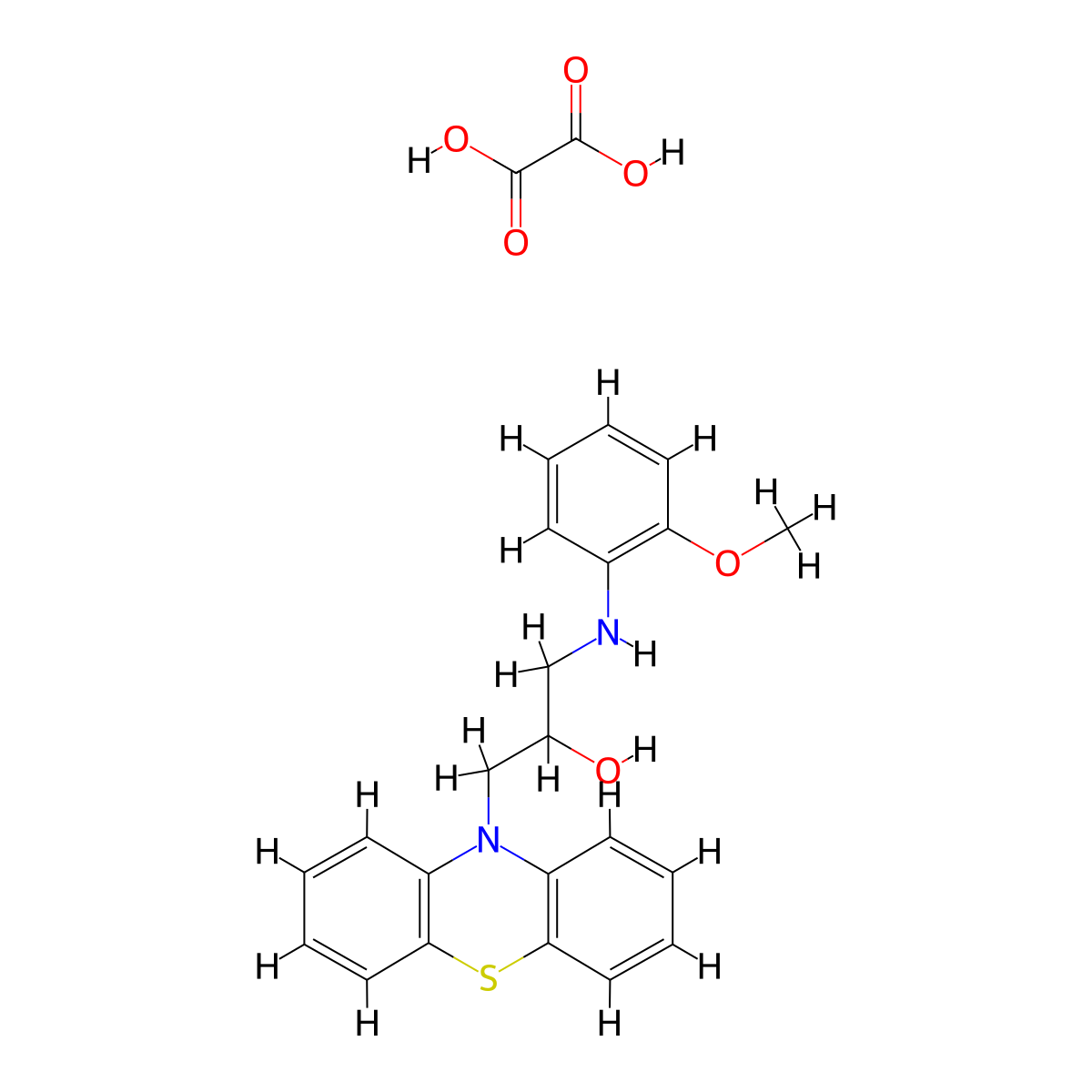 1-((2-methoxyphenyl)amino)-3-(10H-phenothiazin-10-yl)propan-2-ol oxalate molecular structure, CAS 483278-12-2