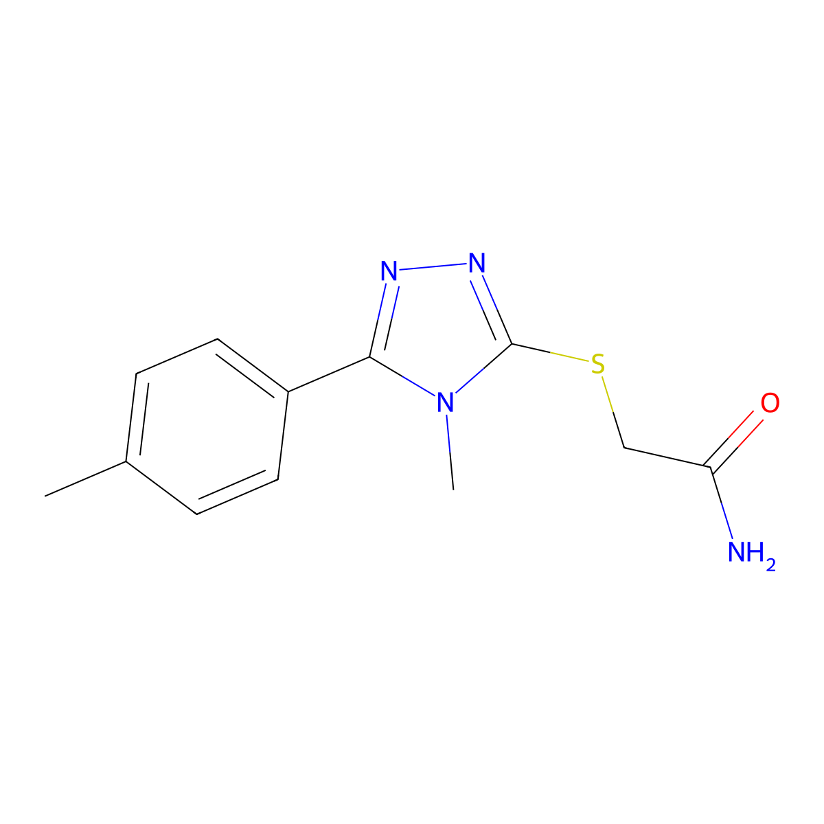 2-((4-Methyl-5-(4-methylphenyl)-4H-1,2,4-triazol-3-yl)thio)acetamide molecular structure, CAS 483285-00-3