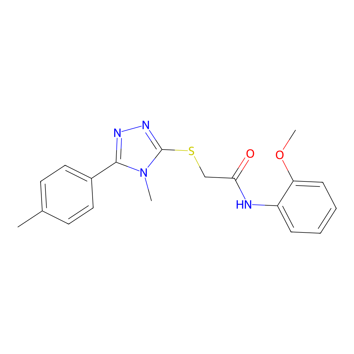 N-(2-methoxyphenyl)-2-{[4-methyl-5-(4-methylphenyl)-4H-1,2,4-triazol-3-yl]sulfanyl}acetamide molecular structure, CAS 483285-04-7