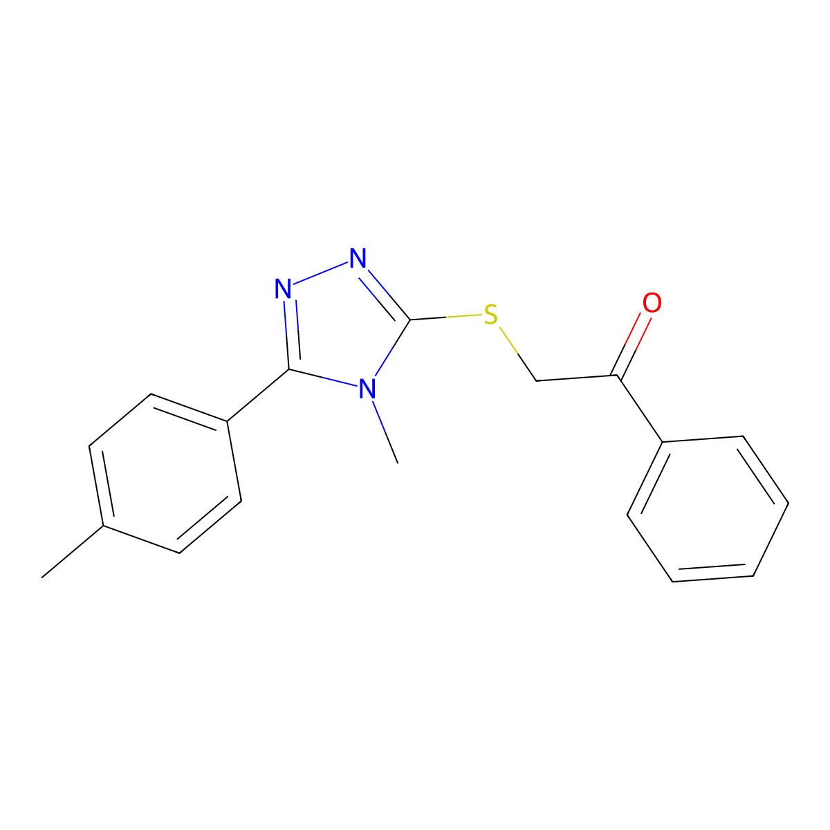 2-{[4-methyl-5-(4-methylphenyl)-4H-1,2,4-triazol-3-yl]sulfanyl}-1-phenylethanone molecular structure, CAS 483285-20-7