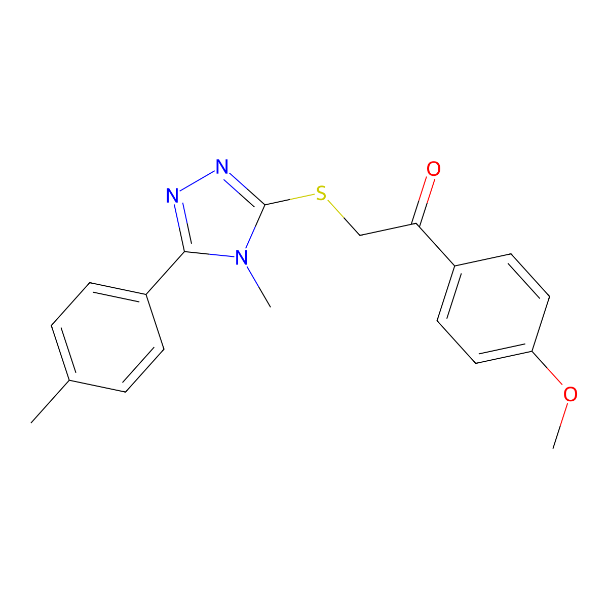 1-(4-methoxyphenyl)-2-{[4-methyl-5-(4-methylphenyl)-4H-1,2,4-triazol-3-yl]sulfanyl}ethanone molecular structure, CAS 483285-38-7