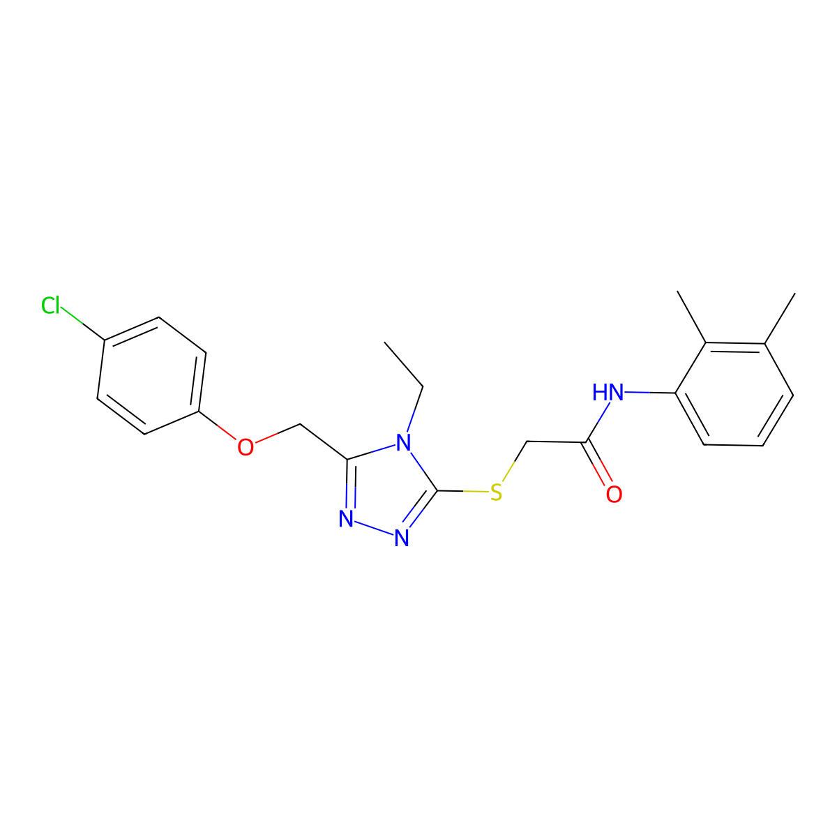 2-({5-[(4-chlorophenoxy)methyl]-4-ethyl-4H-1,2,4-triazol-3-yl}sulfanyl)-N-(2,3-dimethylphenyl)acetamide molecular structure, CAS 483285-67-2