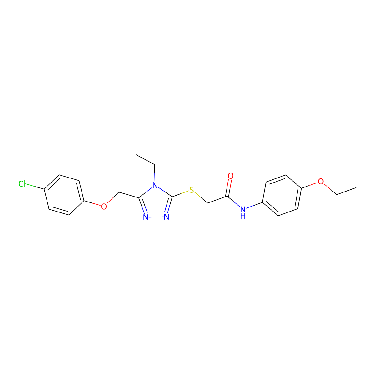 2-({5-[(4-chlorophenoxy)methyl]-4-ethyl-4H-1,2,4-triazol-3-yl}sulfanyl)-N-(4-ethoxyphenyl)acetamide molecular structure, CAS 483285-71-8