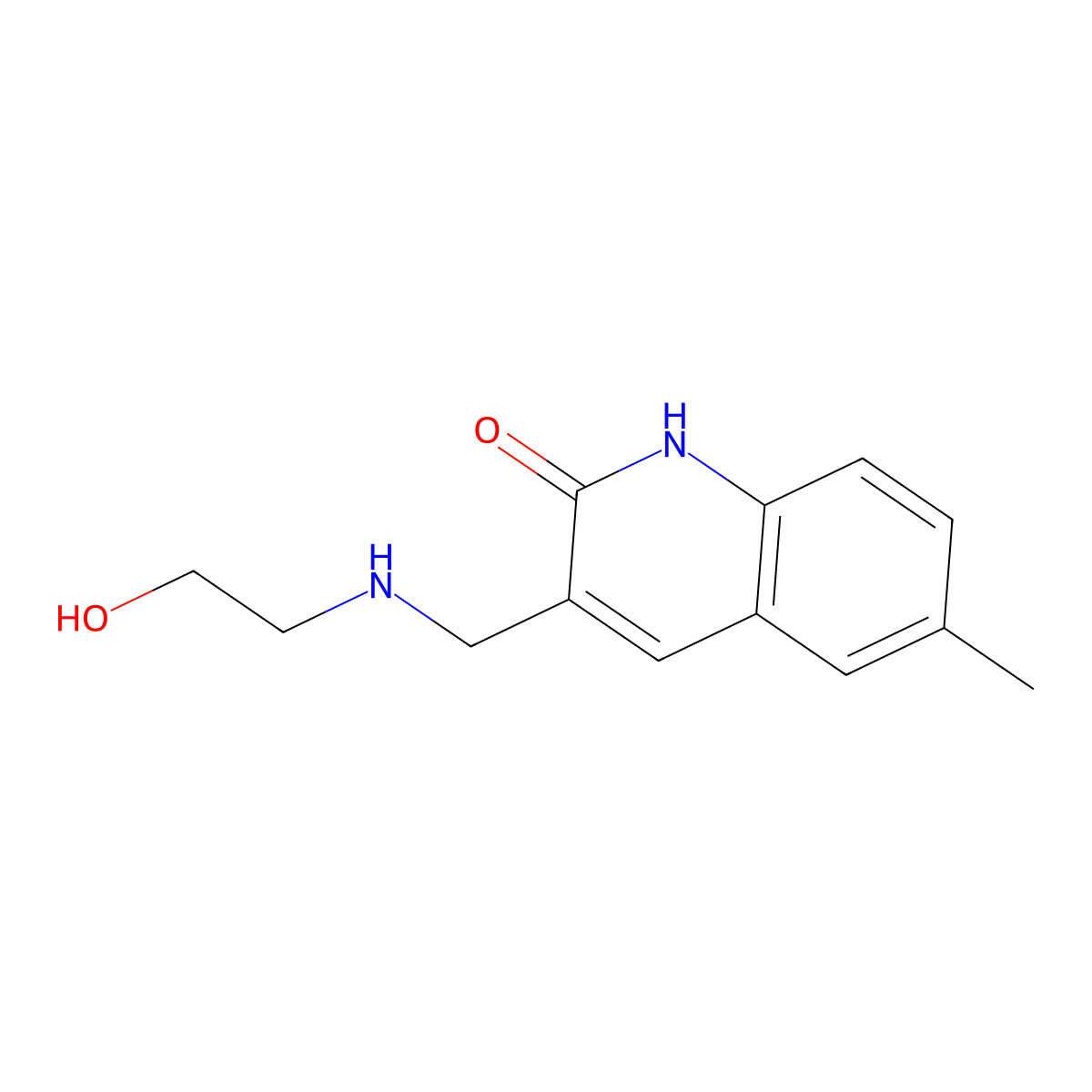 3-[(2-Hydroxyethylamino)-methyl]-6-methyl-1H-quinolin-2-one molecular structure, CAS 483286-64-2