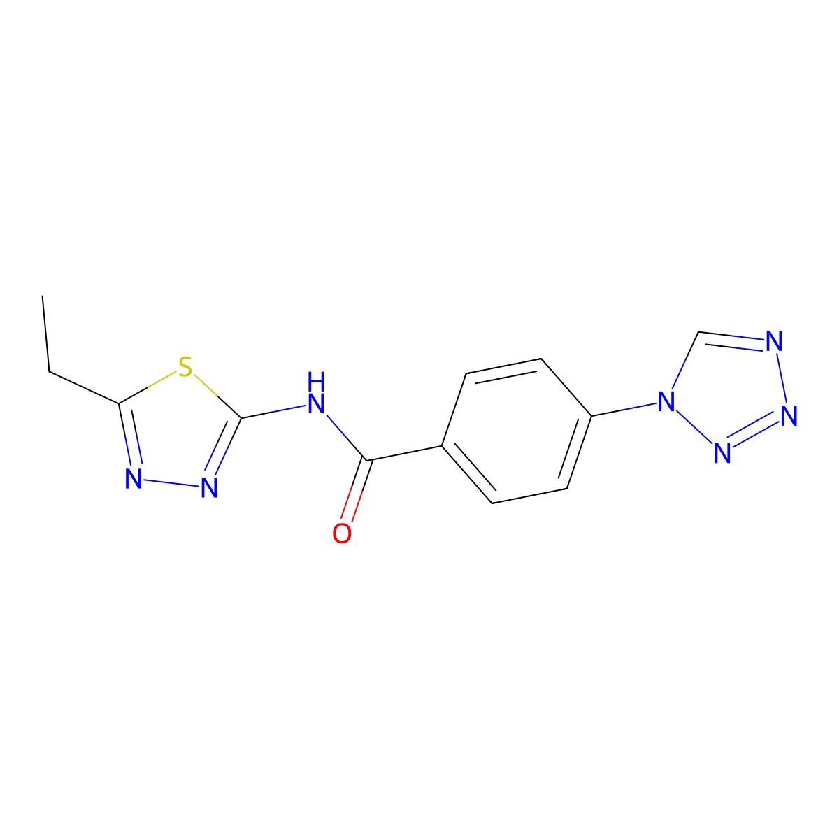 N-(5-ethyl-1,3,4-thiadiazol-2-yl)-4-(1H-tetrazol-1-yl)benzamide molecular structure, CAS 483288-45-5