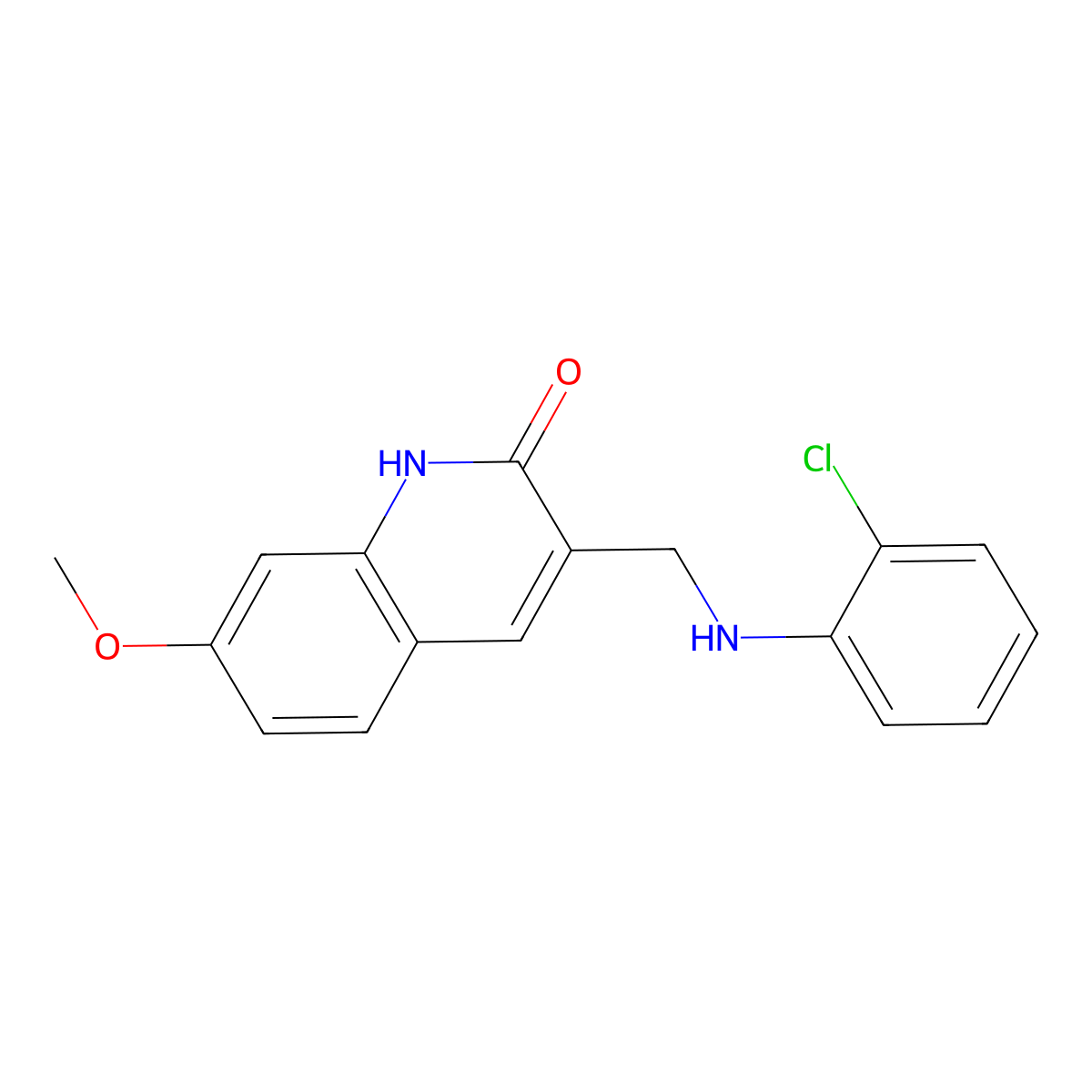 3-[(2-Chloro-phenylamino)-methyl]-7-methoxy-1H-quinolin-2-one molecular structure, CAS 483291-05-0