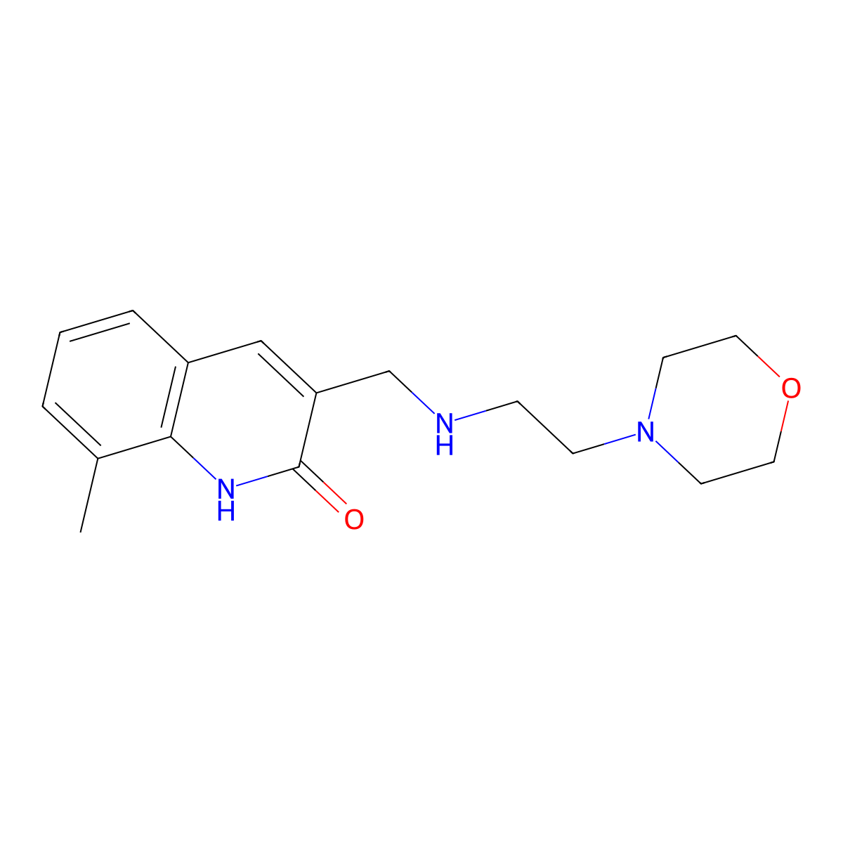 8-Methyl-3-[(2-morpholin-4-yl-ethylamino)-methyl]-1H-quinolin-2-one molecular structure, CAS 483293-02-3
