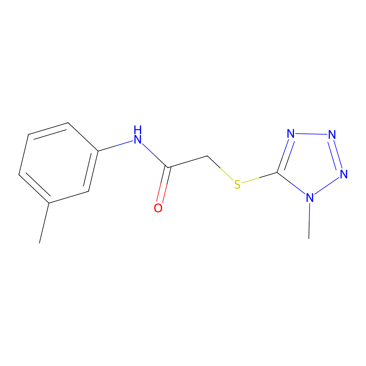 N-(3-methylphenyl)-2-(1-methyltetrazol-5-yl)sulfanylacetamide molecular structure, CAS 483293-56-7