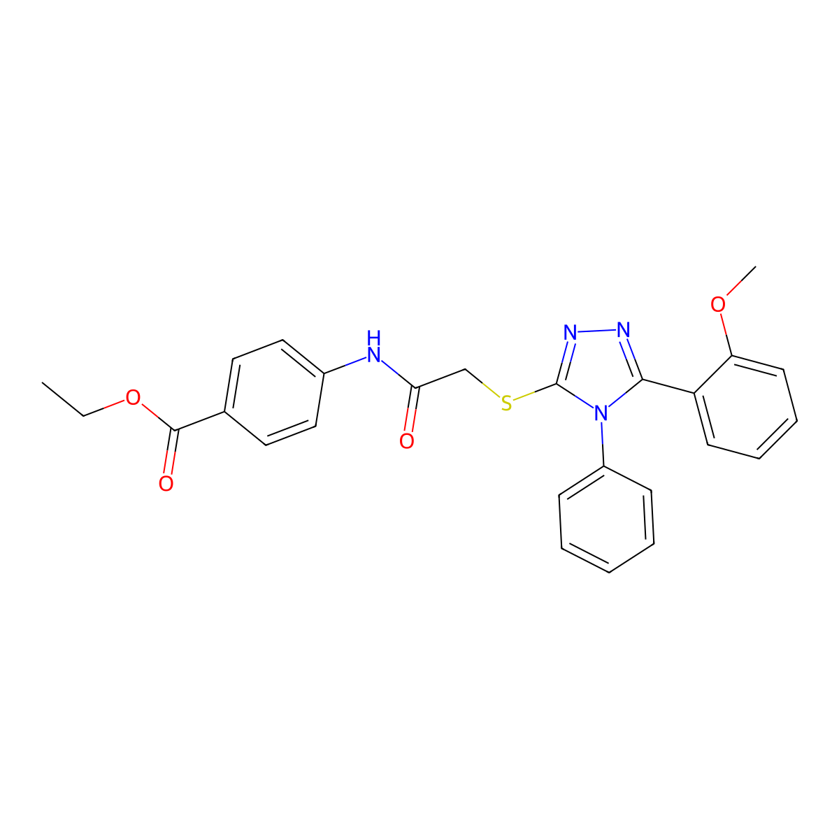 ethyl 4-[({[5-(2-methoxyphenyl)-4-phenyl-4H-1,2,4-triazol-3-yl]sulfanyl}acetyl)amino]benzoate molecular structure, CAS 483295-26-7