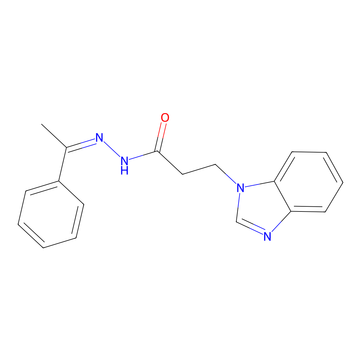 3-(benzimidazol-1-yl)-N-(1-phenylethylideneamino)propanamide molecular structure, CAS 4833-57-2