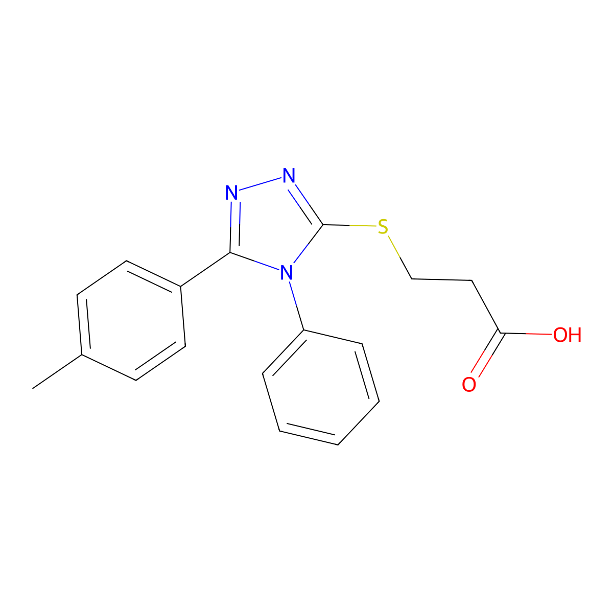 3-((4-Phenyl-5-(p-tolyl)-4H-1,2,4-triazol-3-yl)thio)propanoic acid molecular structure, CAS 483300-44-3
