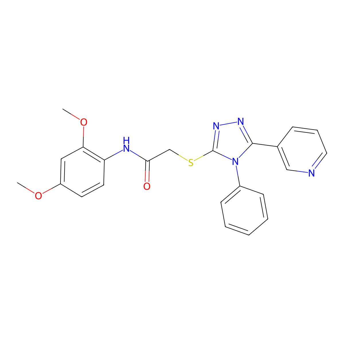 N-(2,4-dimethoxyphenyl)-2-{[4-phenyl-5-(pyridin-3-yl)-4H-1,2,4-triazol-3-yl]sulfanyl}acetamide molecular structure, CAS 483308-26-5
