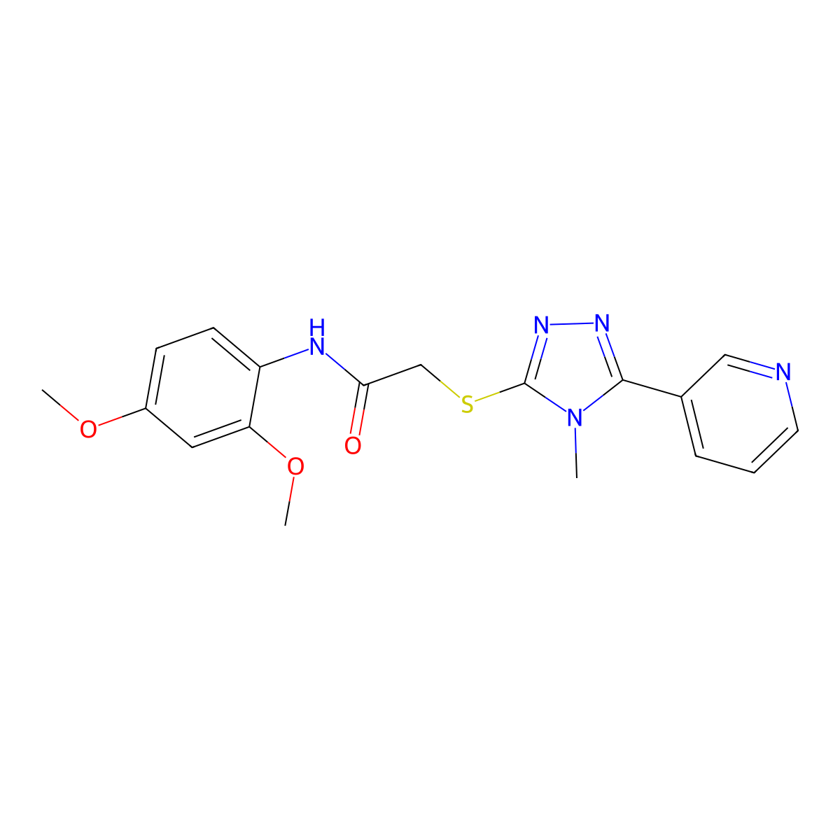 N-(2,4-dimethoxyphenyl)-2-[(4-methyl-5-pyridin-3-yl-1,2,4-triazol-3-yl)sulfanyl]acetamide molecular structure, CAS 483308-28-7