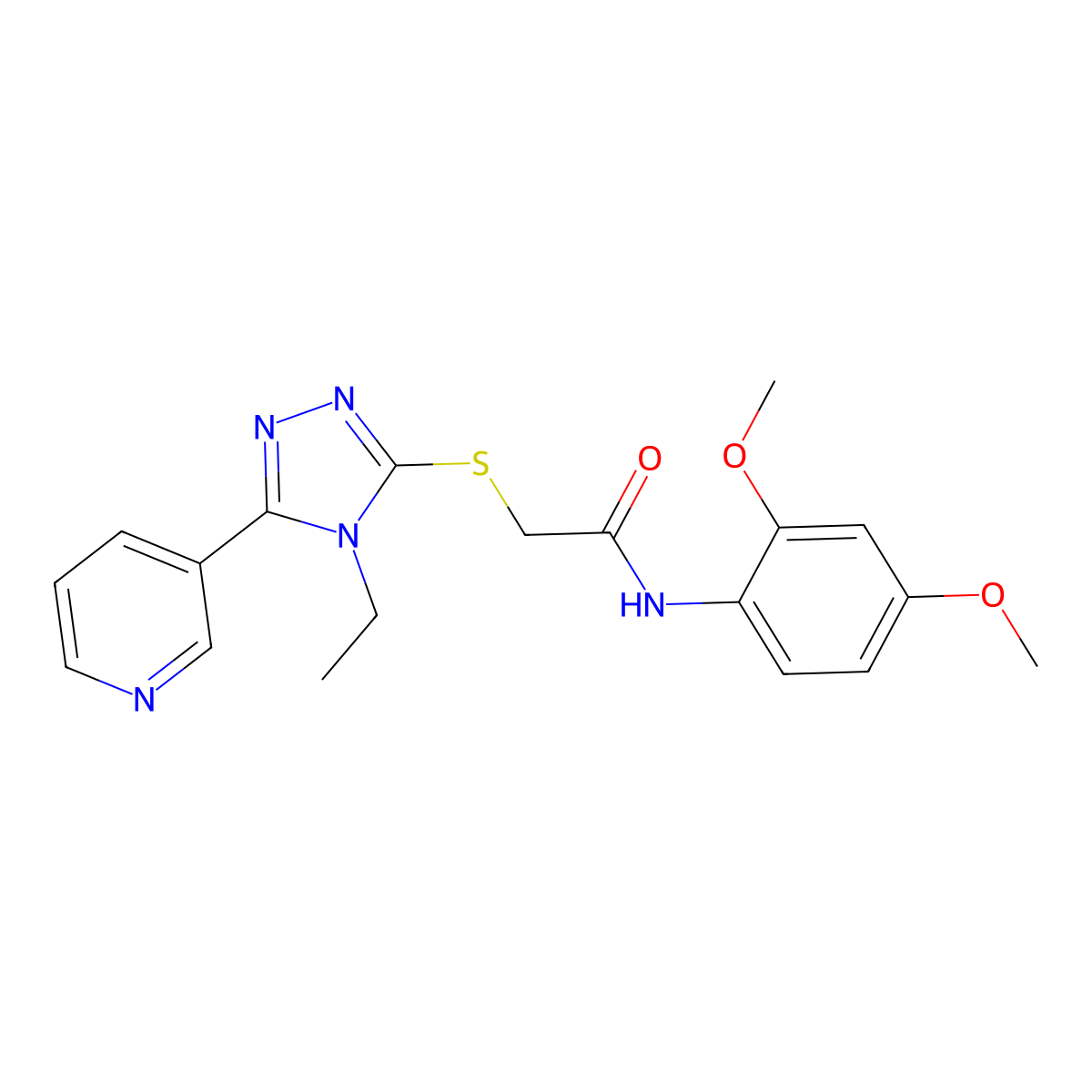 N-(2,4-Dimethoxyphenyl)-2-((4-ethyl-5-(3-pyridinyl)-4H-1,2,4-triazol-3-YL)sulfanyl)acetamide molecular structure, CAS 483308-31-2