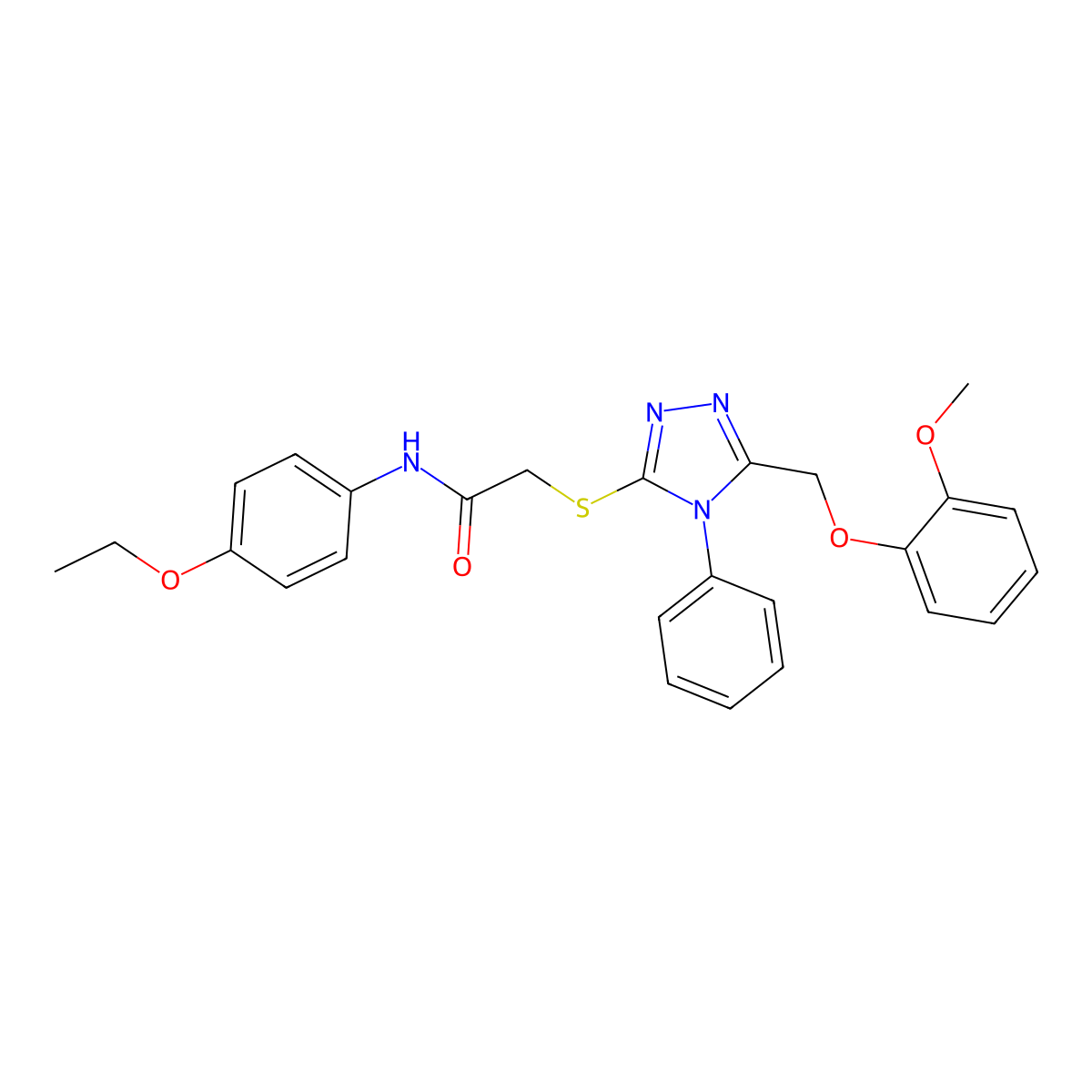 N-(4-Ethoxyphenyl)-2-((5-((2-methoxyphenoxy)methyl)-4-phenyl-4H-1,2,4-triazol-3-yl)thio)acetamide molecular structure, CAS 483309-44-0