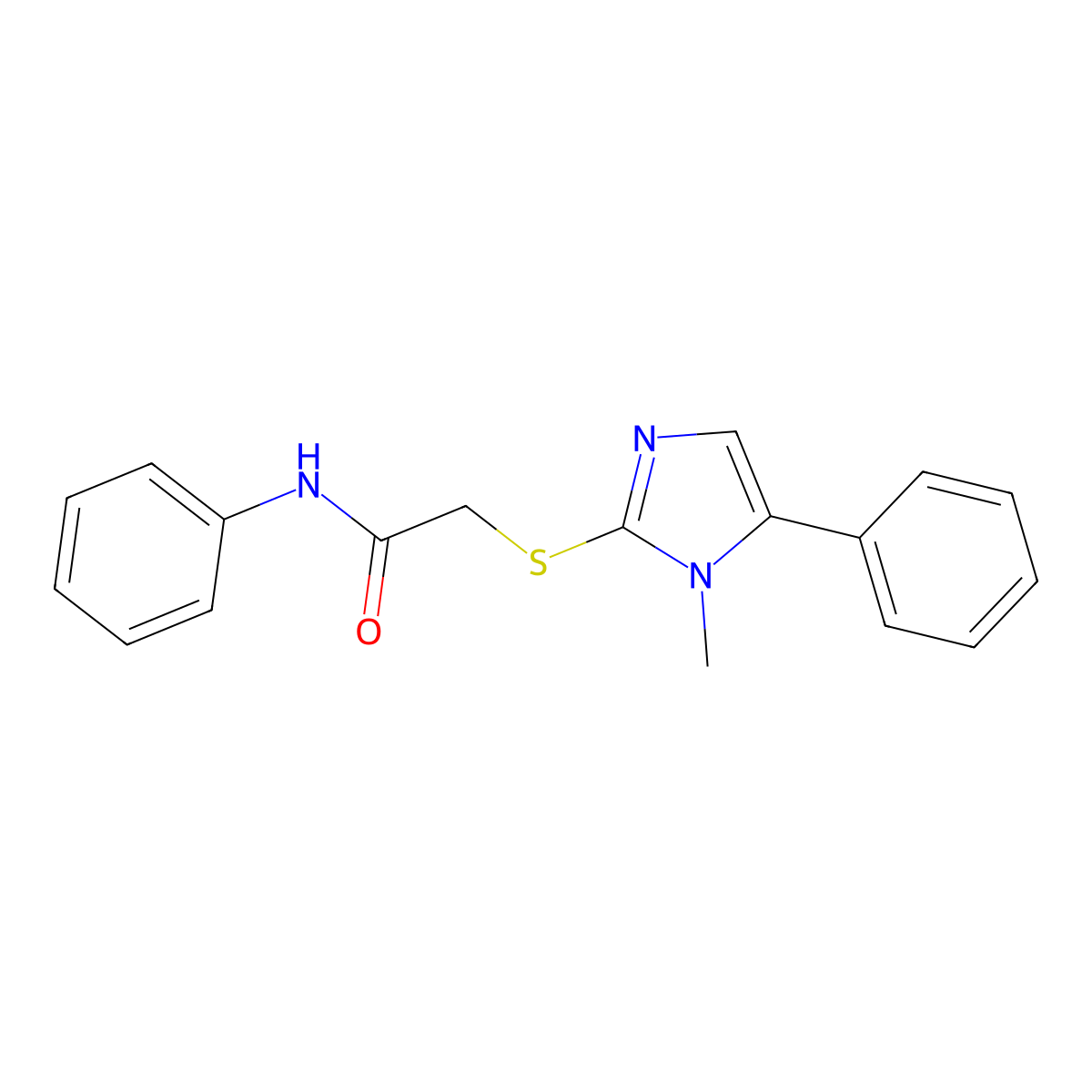 2-(1-methyl-5-phenylimidazol-2-yl)sulfanyl-N-phenylacetamide molecular structure, CAS 483309-85-9