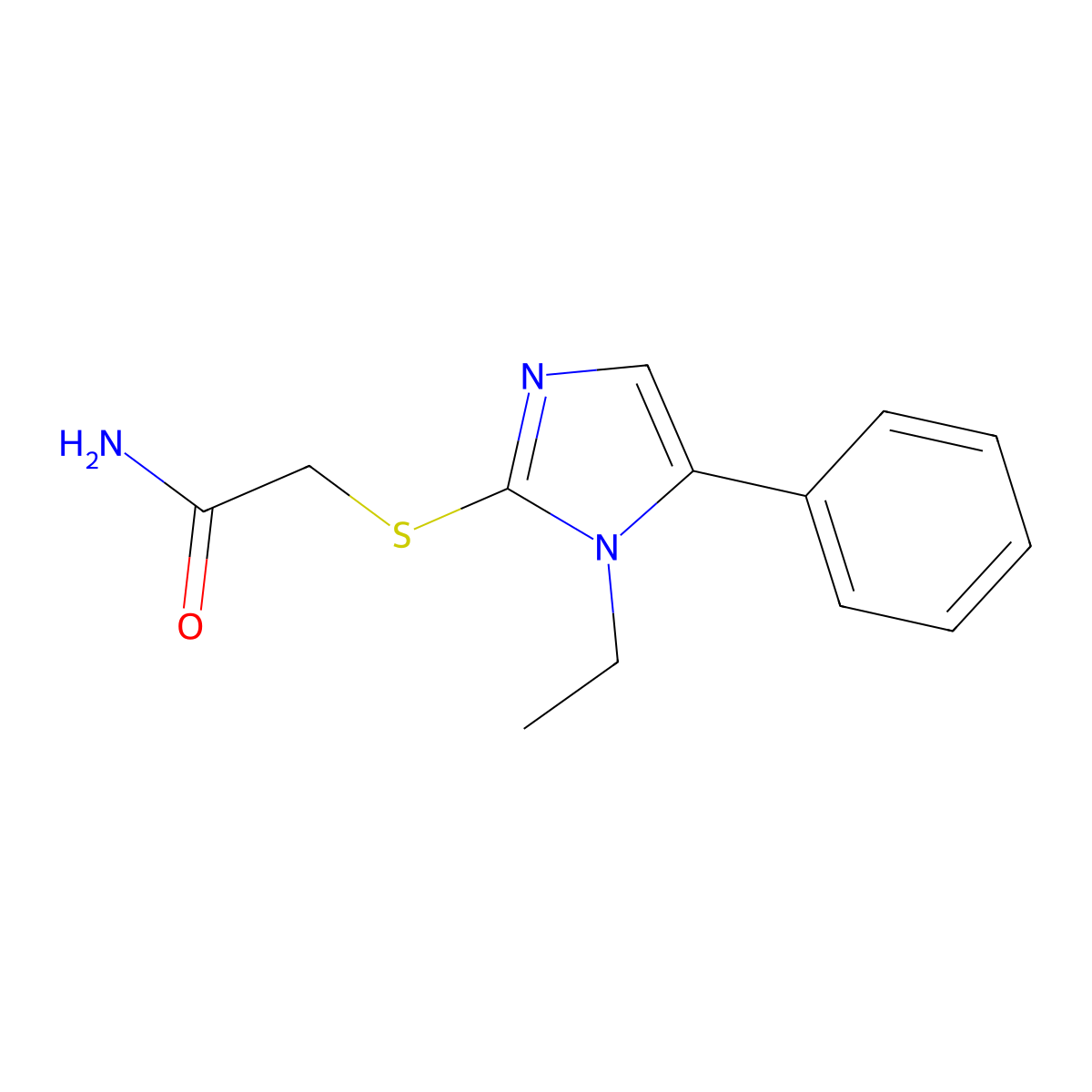 2-(1-Ethyl-5-phenylimidazol-2-yl)sulfanylacetamide molecular structure, CAS 483310-08-3