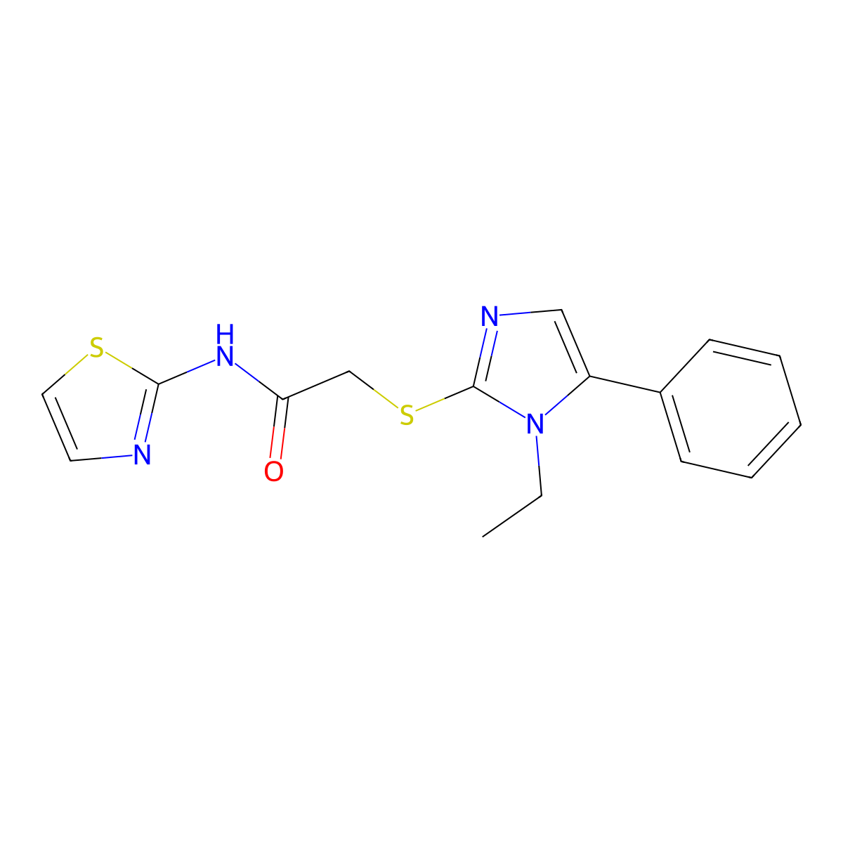 2-((1-ethyl-5-phenyl-1H-imidazol-2-yl)thio)-N-(thiazol-2-yl)acetamide molecular structure, CAS 483310-23-2